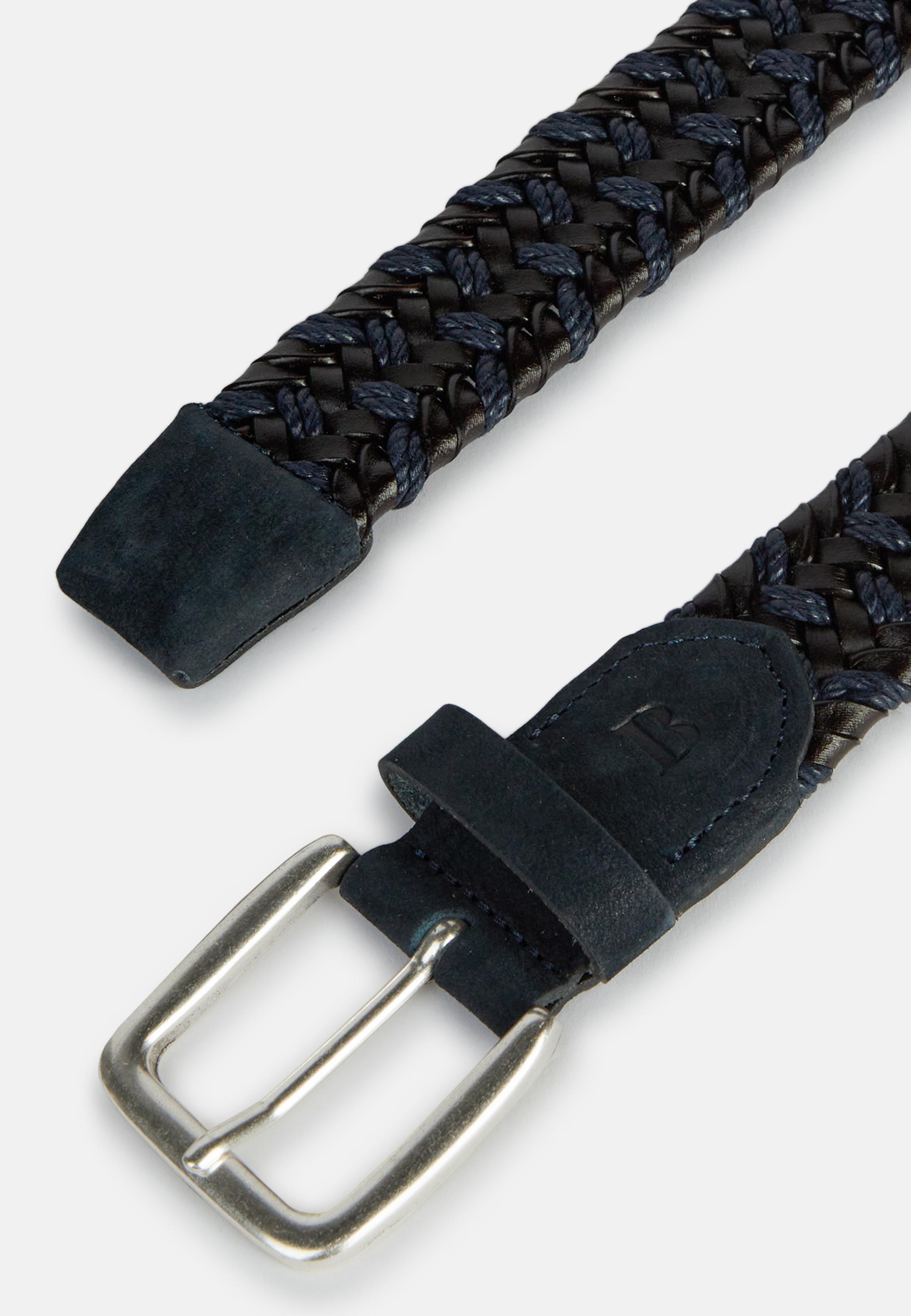 Blue Stretched Leather Woven Belt, , large image number 0