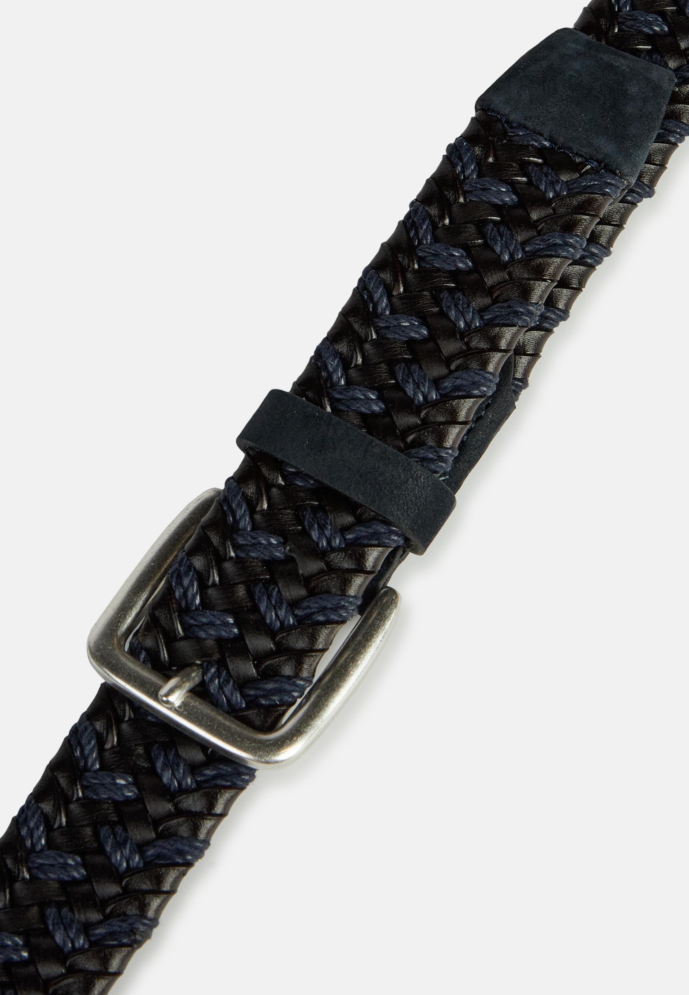 Blue Stretched Leather Woven Belt, , large image number 1