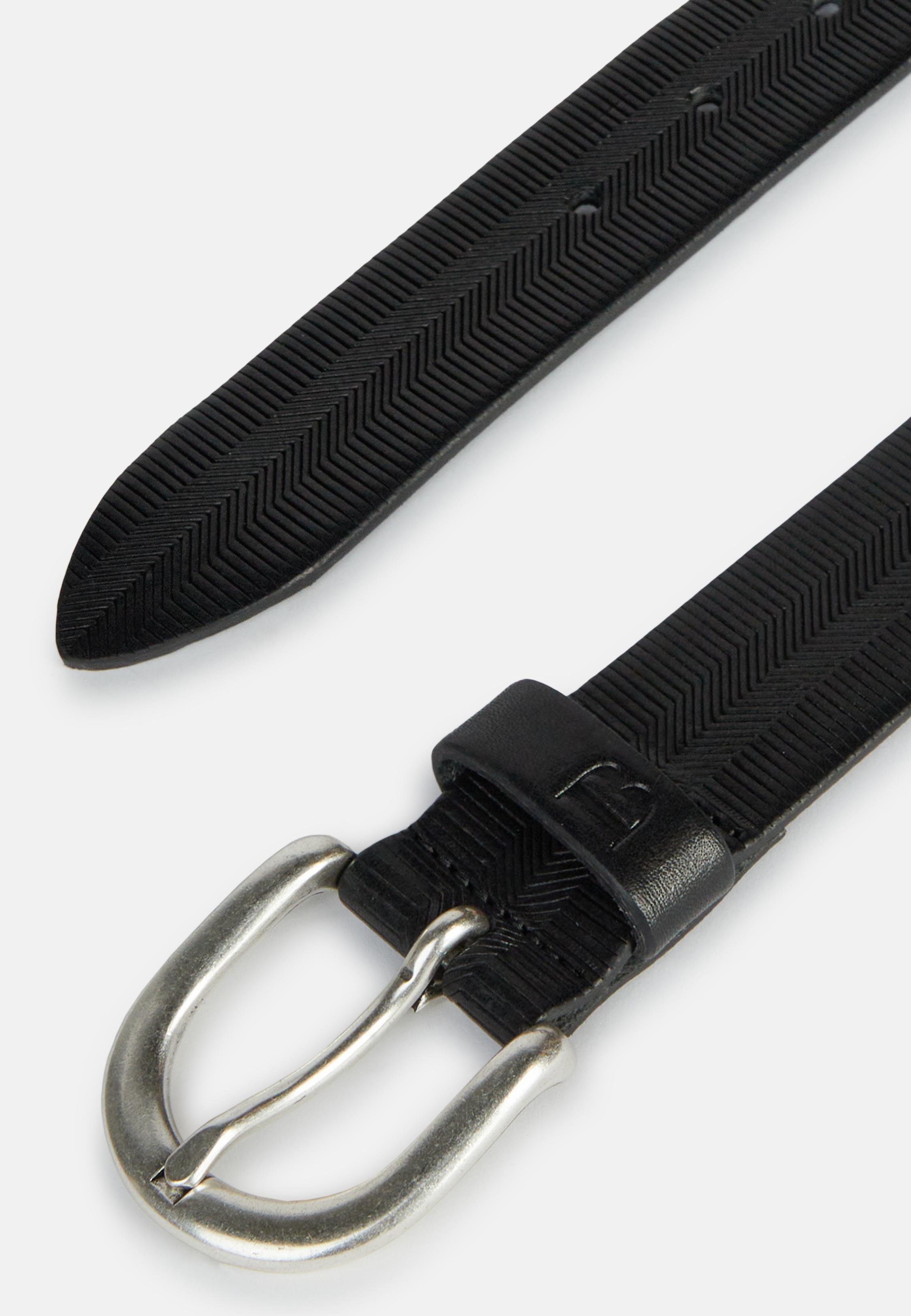 Black Embossed Leather Belt, , large image number 1