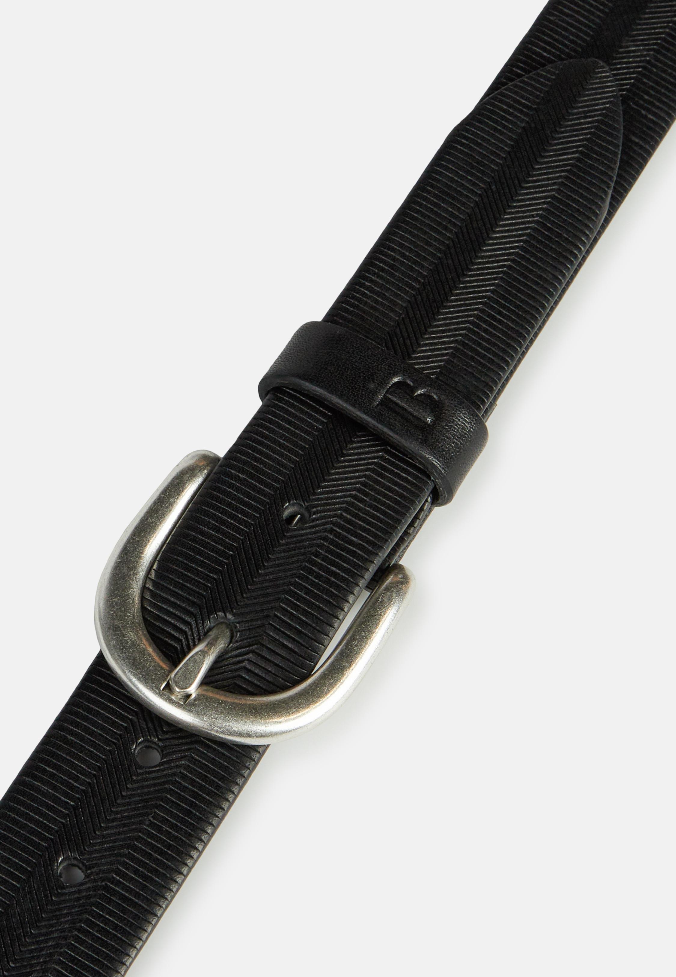 Black Embossed Leather Belt, , large image number 2