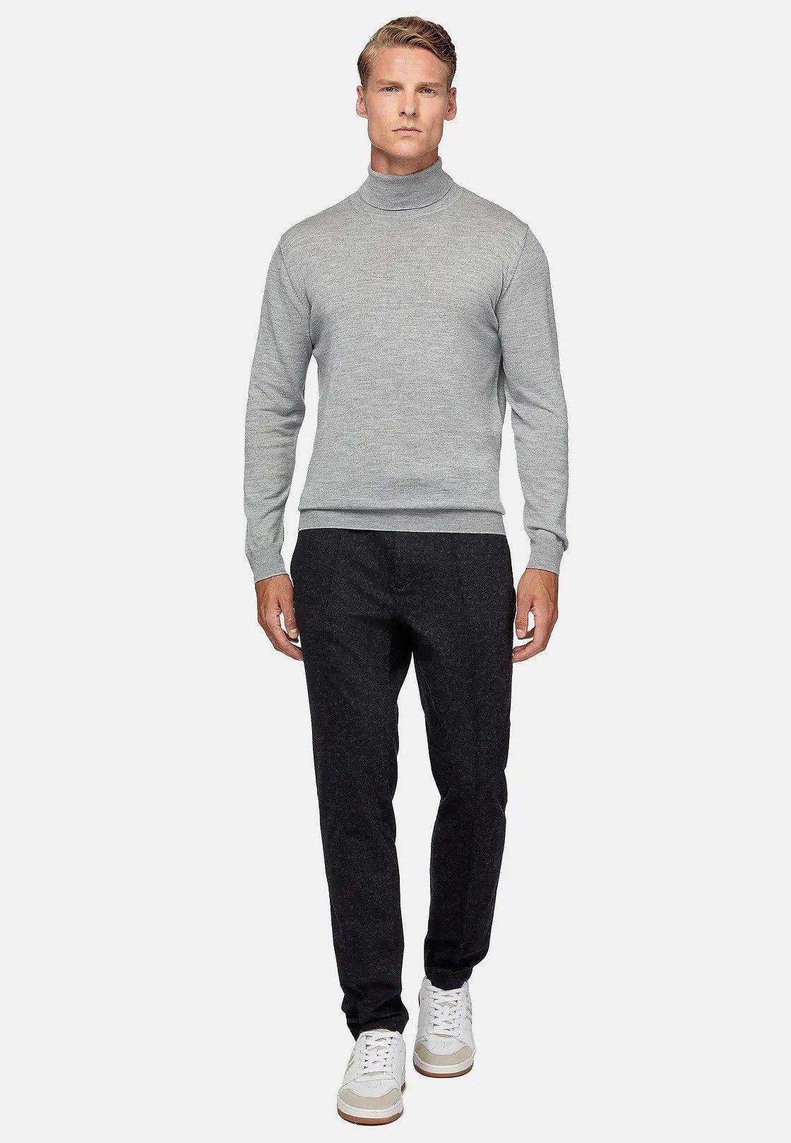 Blue Textured Casual Trousers, , large image number 0