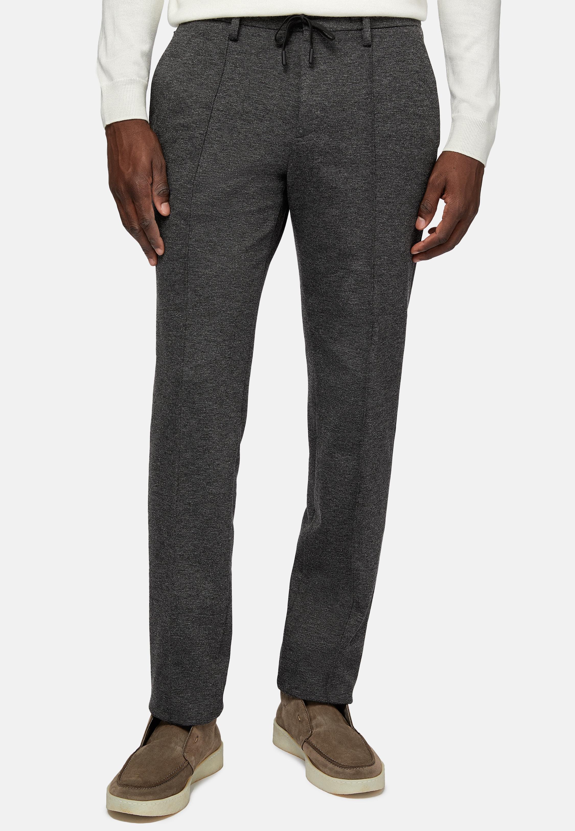 Grey Textured Casual Trousers, Dark Grey, large image number 8