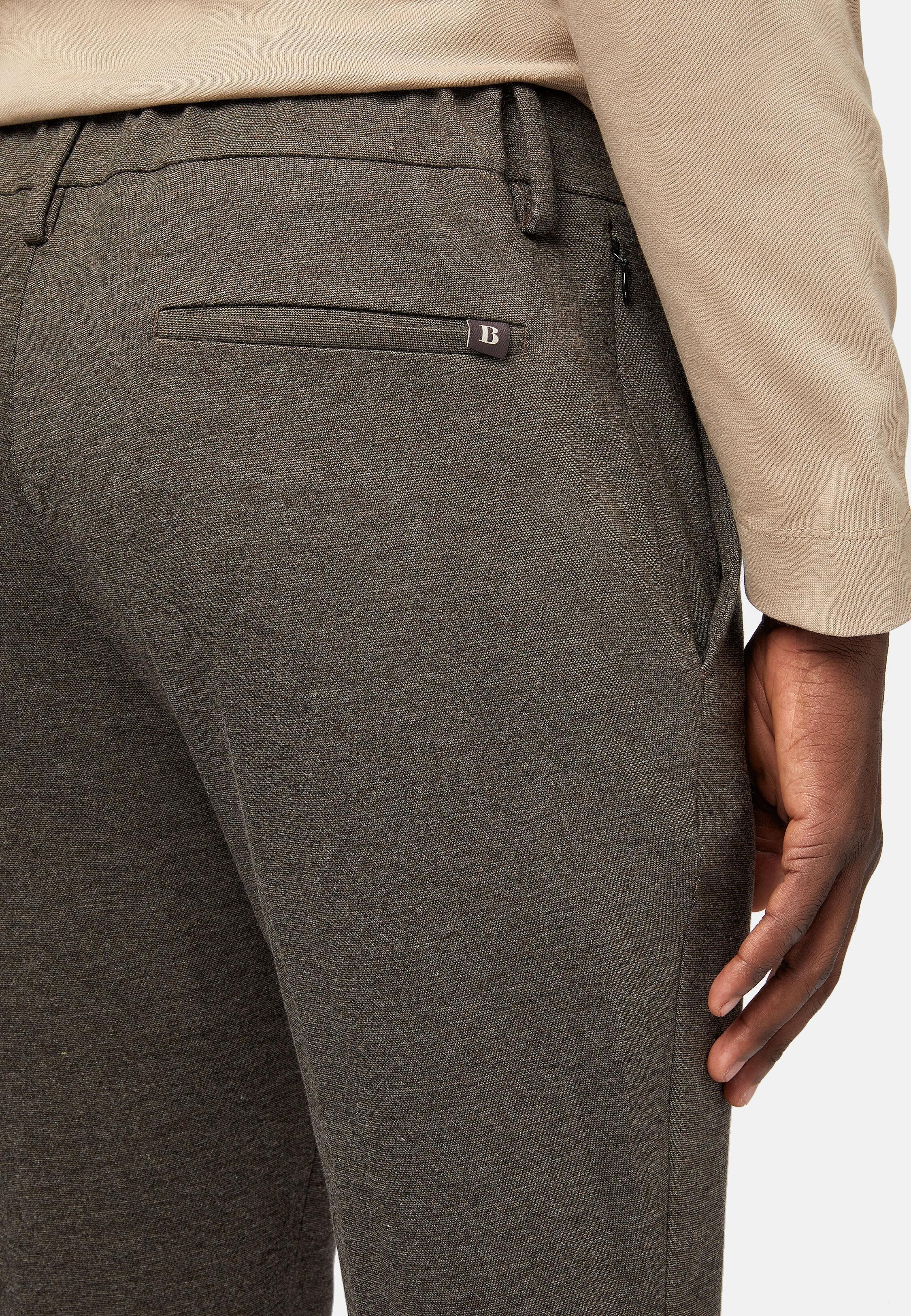 Brown Plain Casual Trousers, 3901_BROW, large image number 5