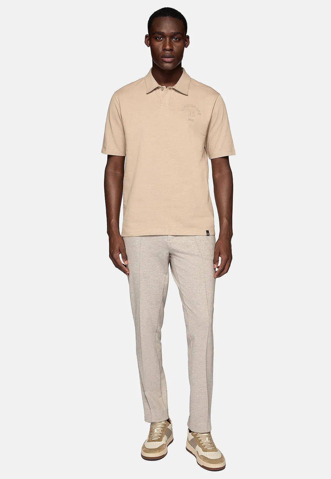 Beige Textured Casual Trousers, , large image number 0