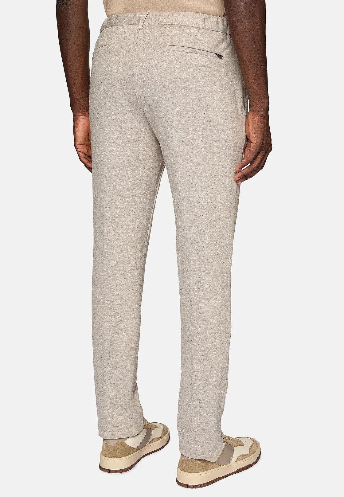 Beige Textured Casual Trousers, , large image number 2