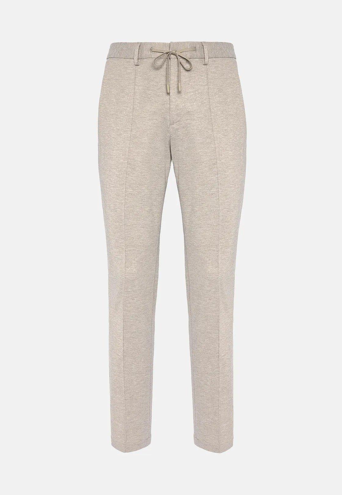 Beige Textured Casual Trousers, , large image number 4