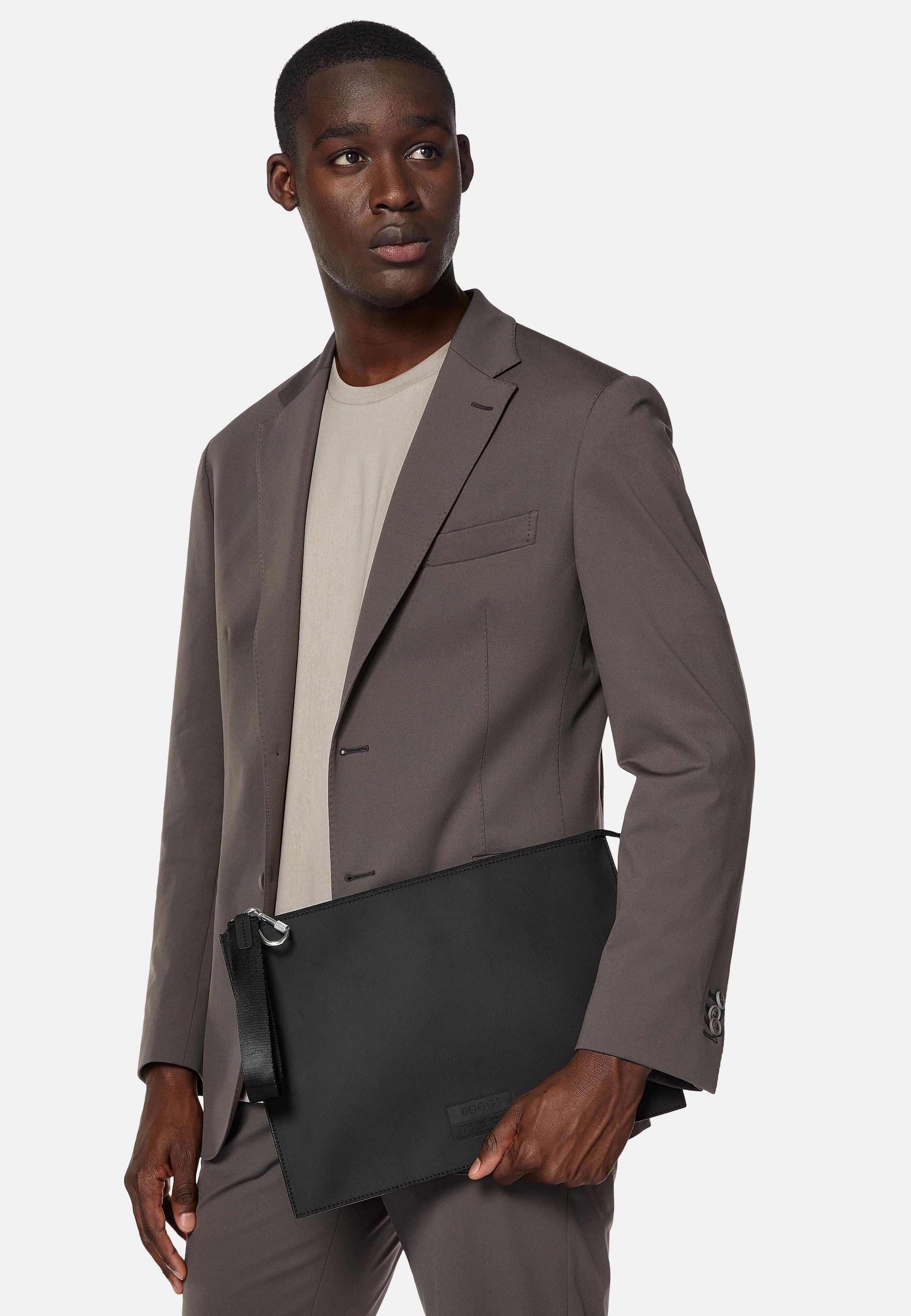 Black Technical Fabric Clutch Bag, Black, large image number 0