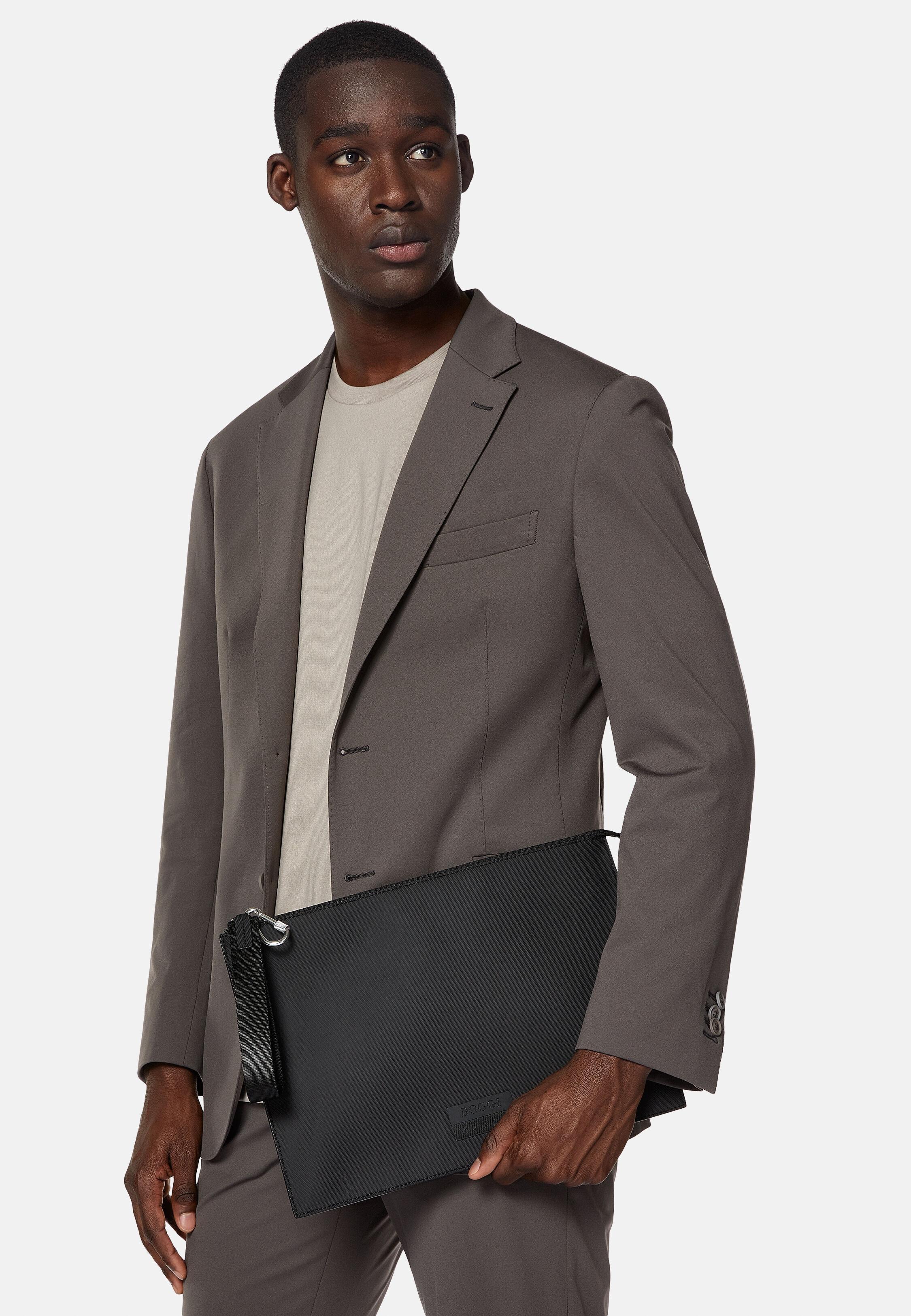 Black Technical Fabric Clutch Bag, Black, large image number 1