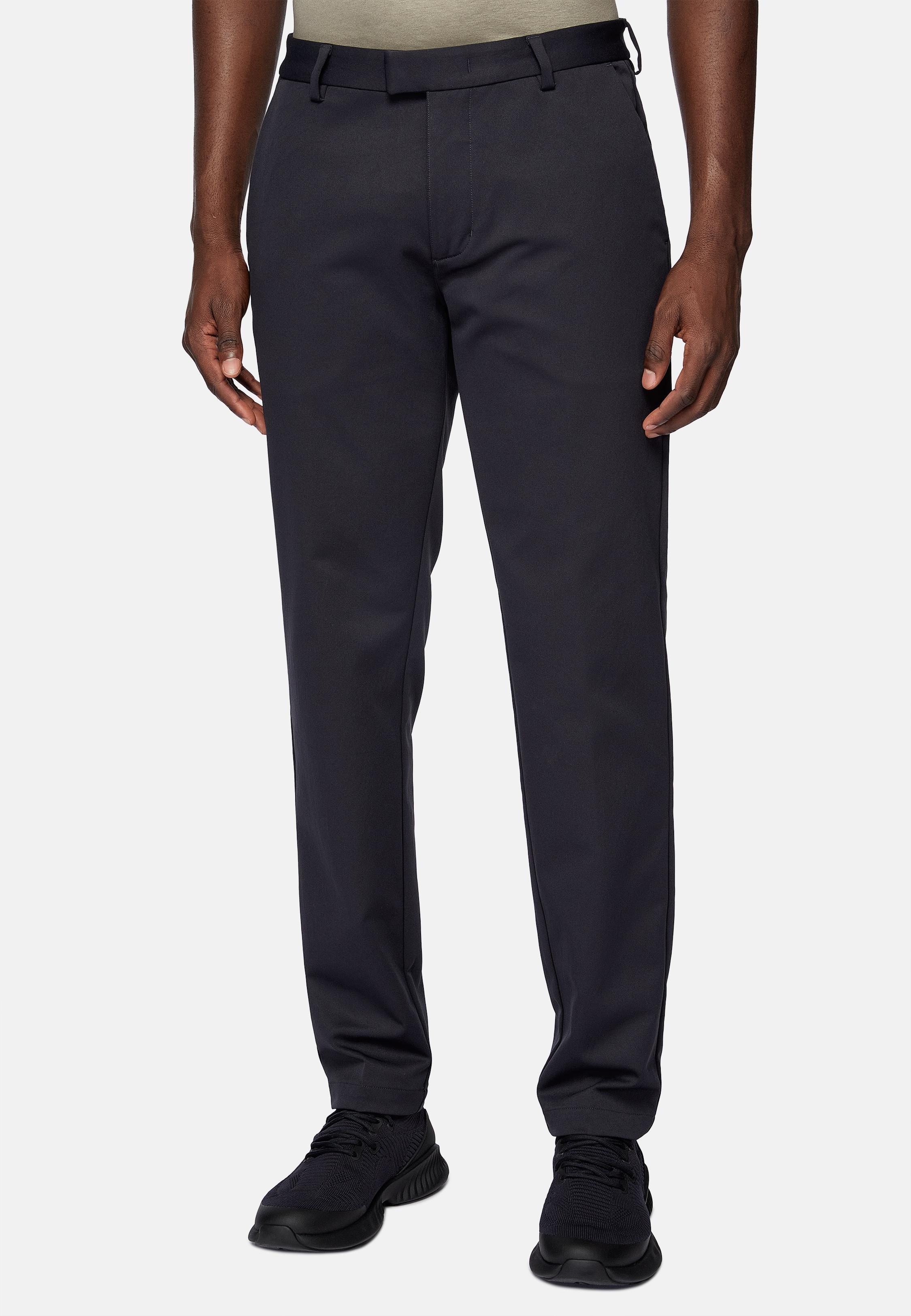 Navy Textured Casual Trousers, , large image number 1