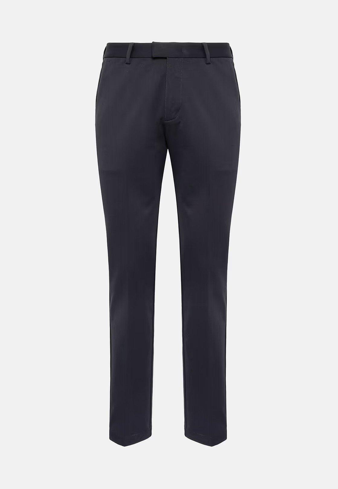 Navy Textured Casual Trousers, Navy blue, large image number 4