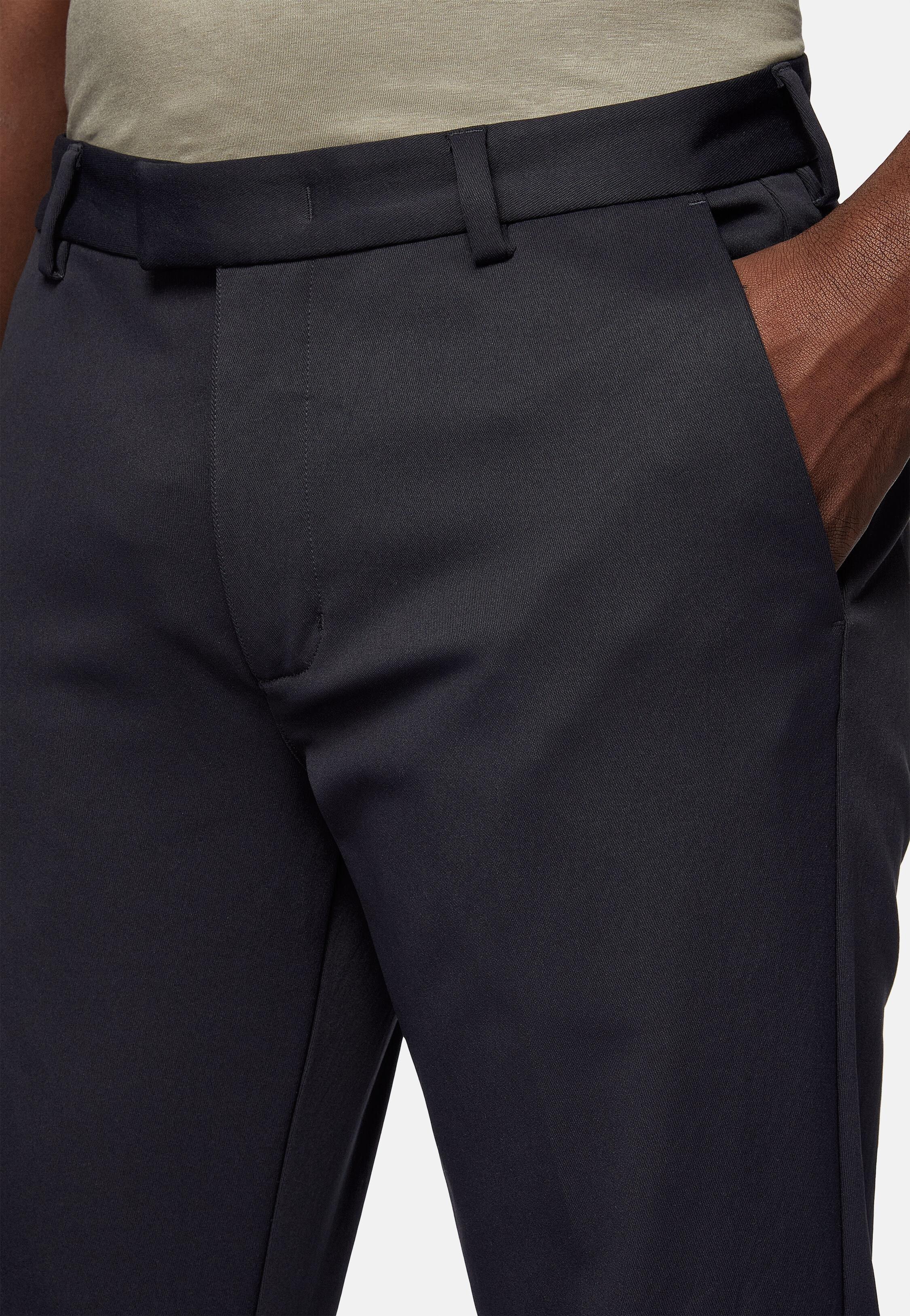 Navy Textured Casual Trousers, Navy blue, large image number 7