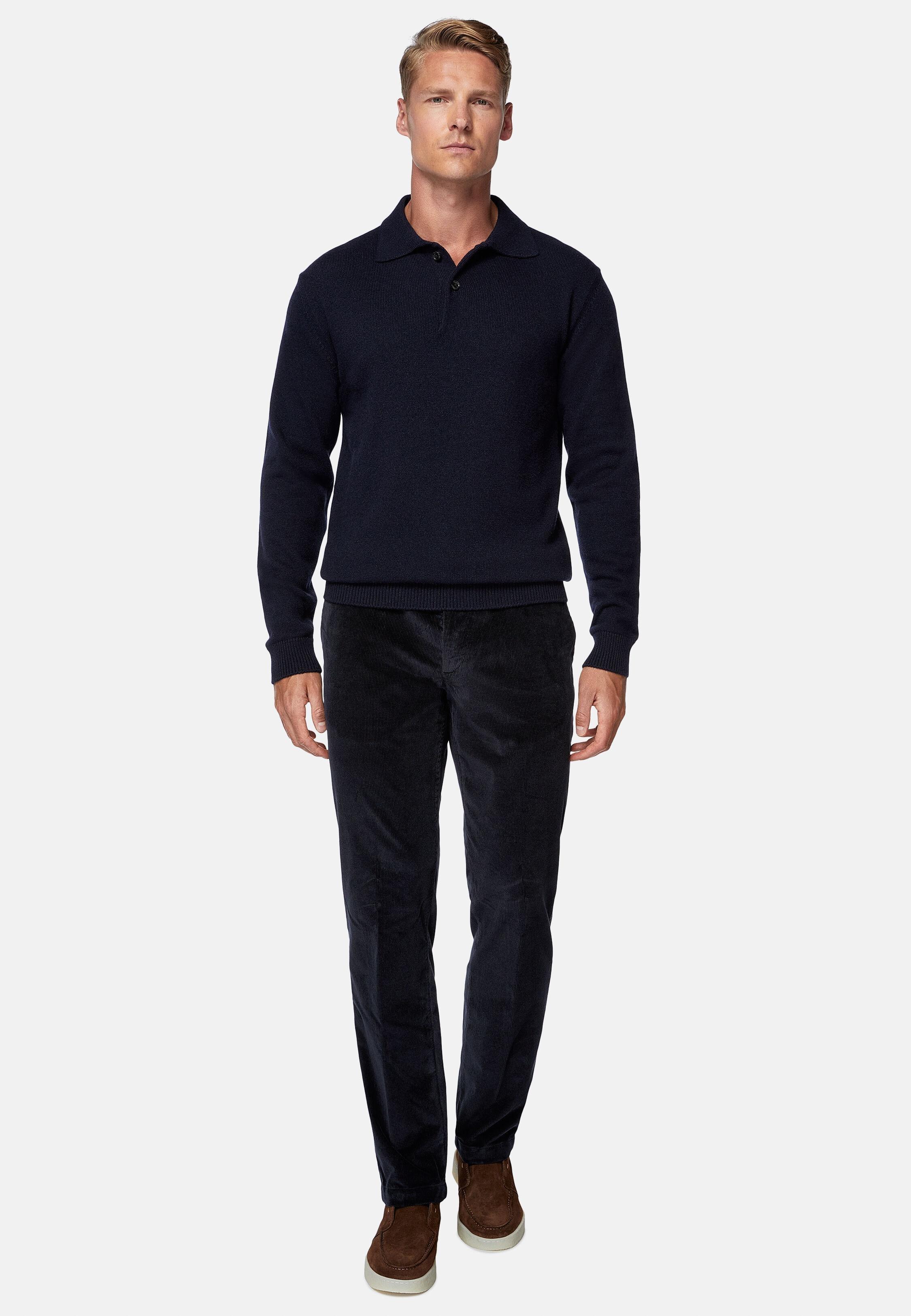 Navy Textured Casual Trousers, Navy blue, large image number 3