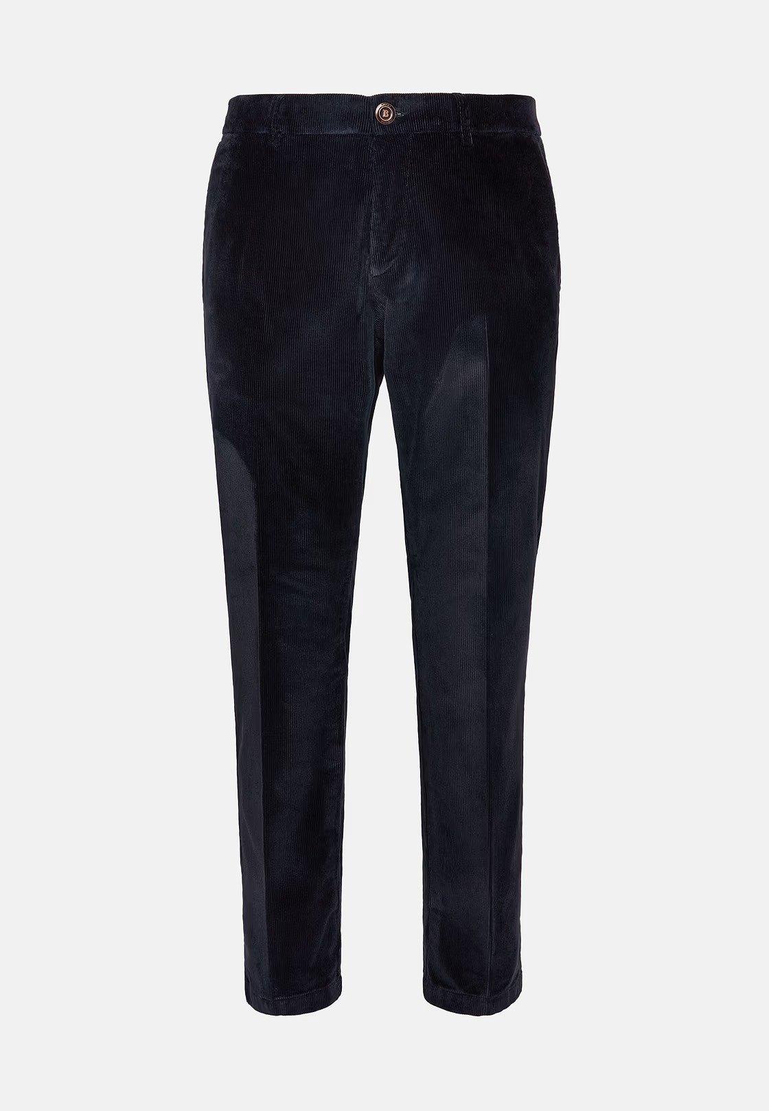 Navy Textured Casual Trousers, Navy blue, large image number 4