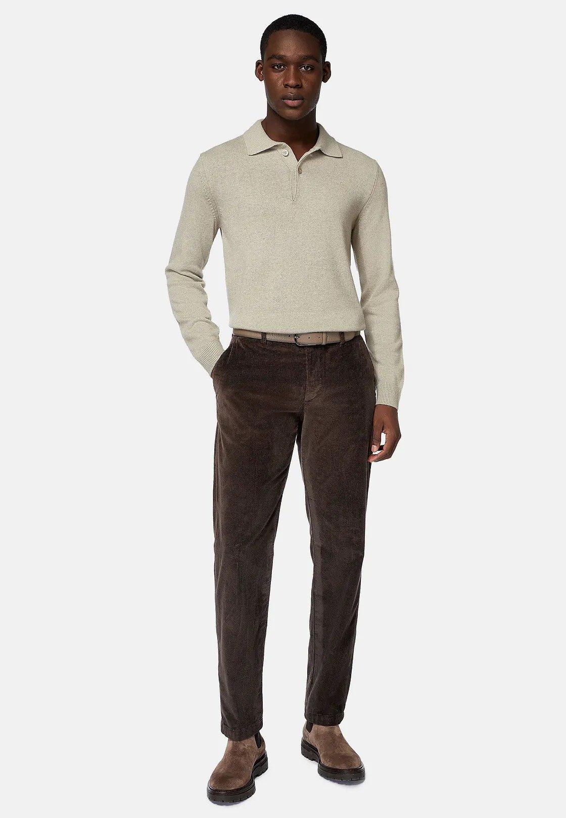 Brown Textured Casual Trousers, , medium