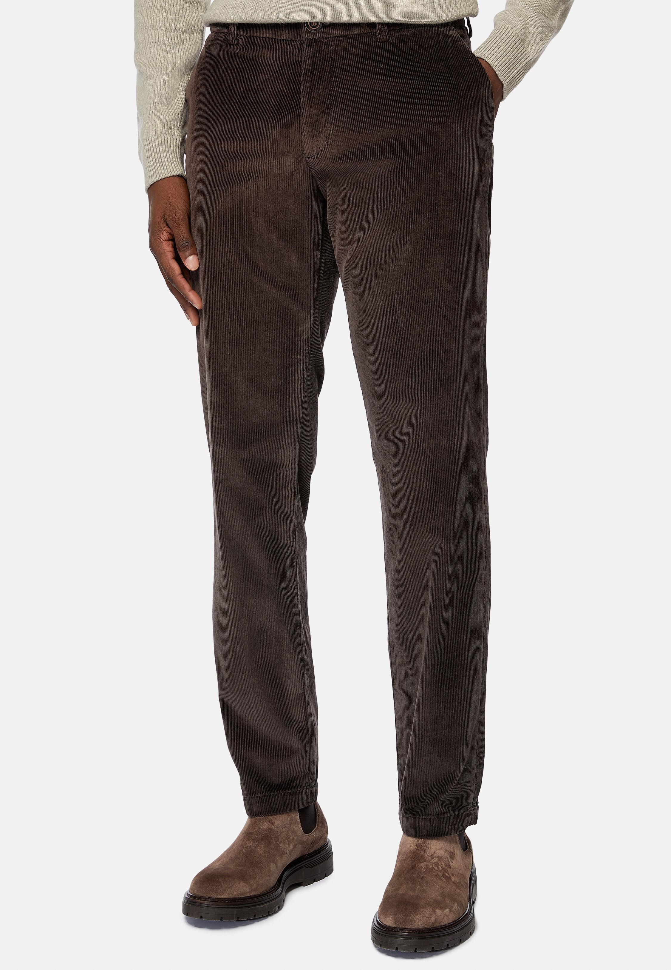 Brown Textured Casual Trousers, Brown, large image number 1