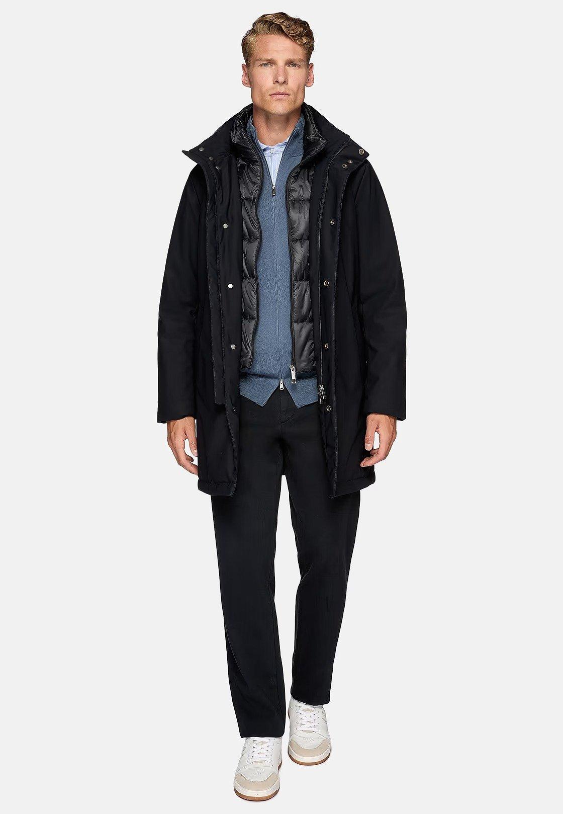 Blue Textured Puffer Jacket, 3901_NAVY, medium