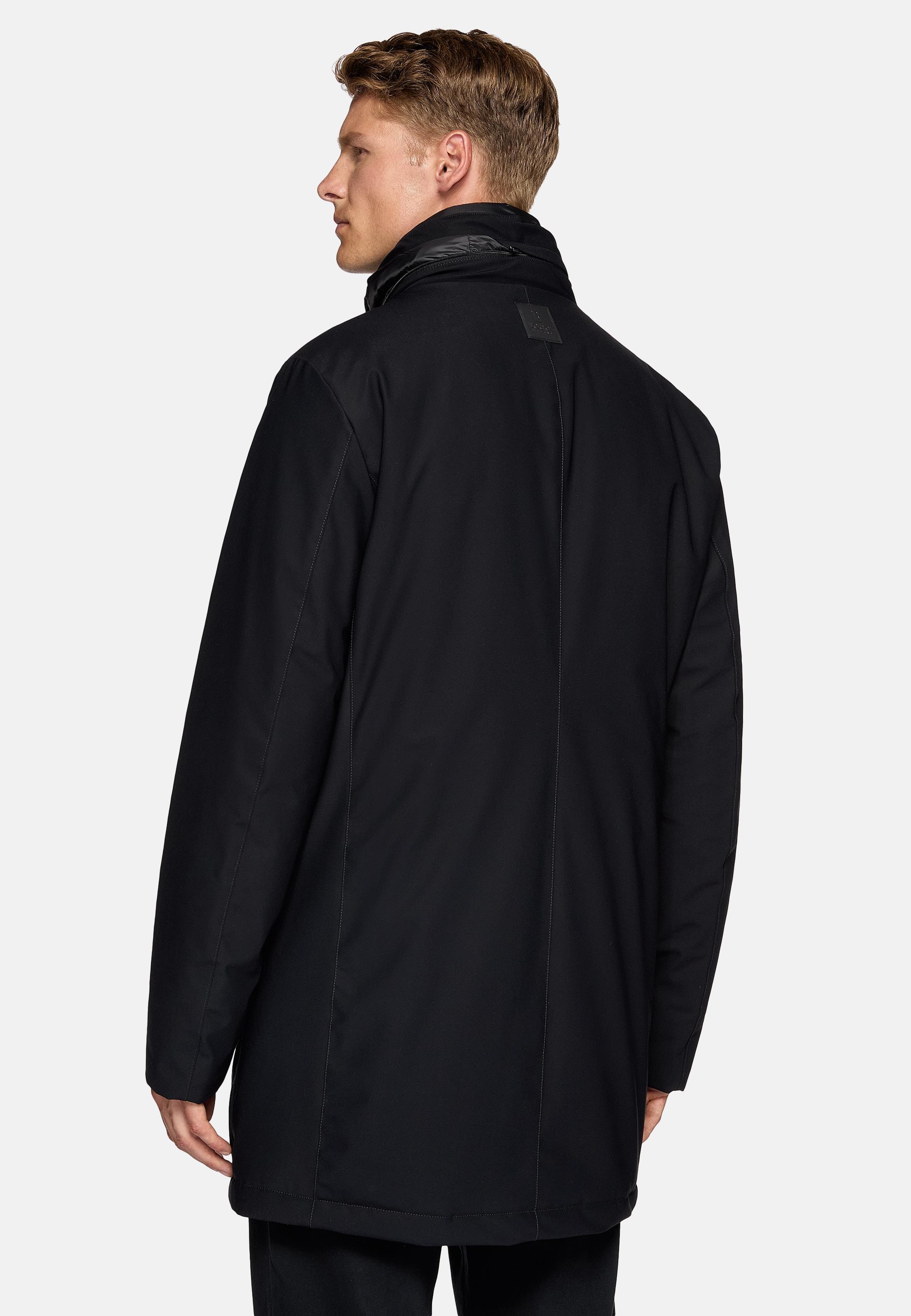 Blue Textured Puffer Jacket, 3901_NAVY, large image number 3