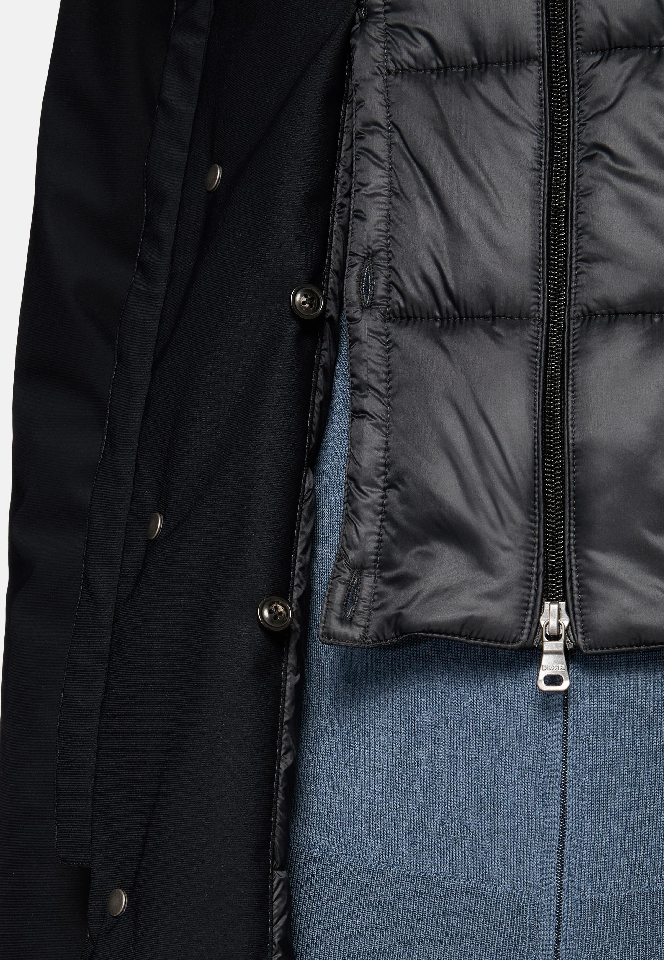 Blue Textured Puffer Jacket, 3901_NAVY, large image number 5