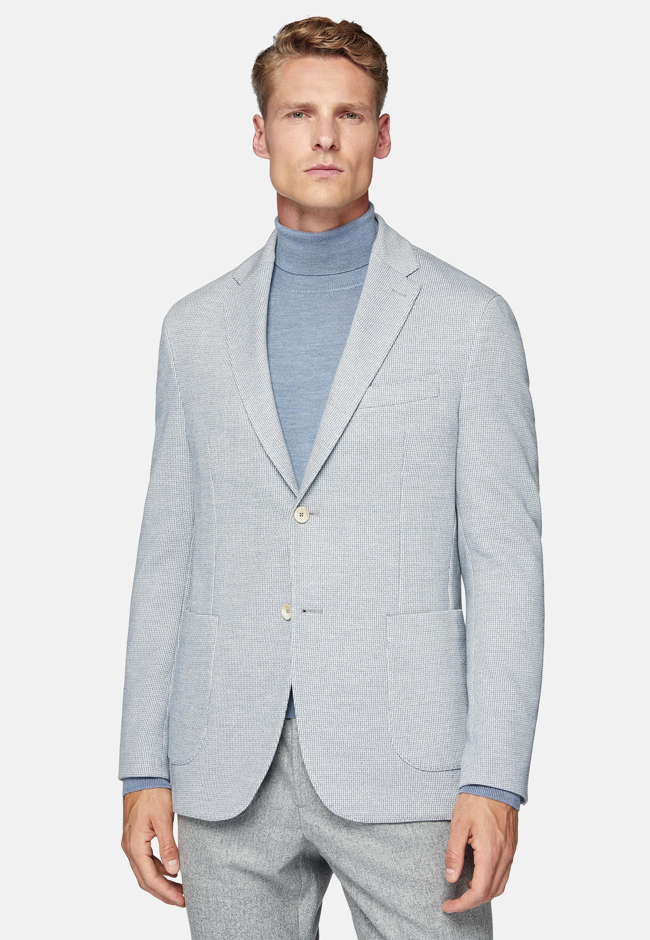 Blue Jersey Cotton Jacket, Light Blue, large image number 1