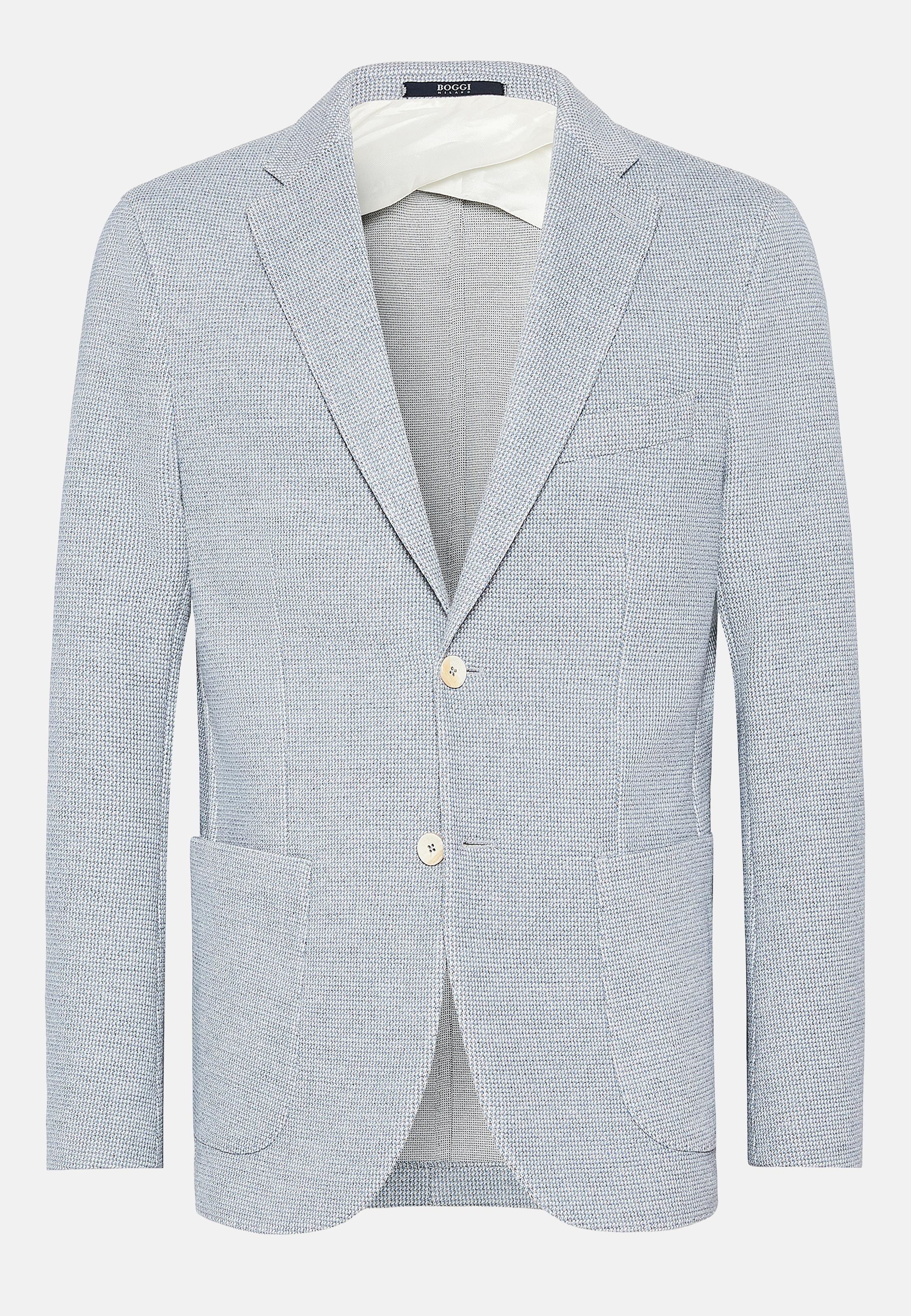 Blue Jersey Cotton Jacket, Light Blue, large image number 4
