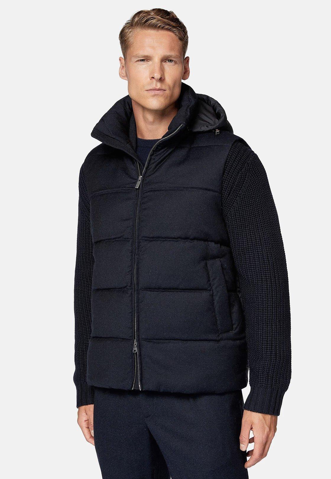 Navy Quilted Flannel Gilet, , large image number 0