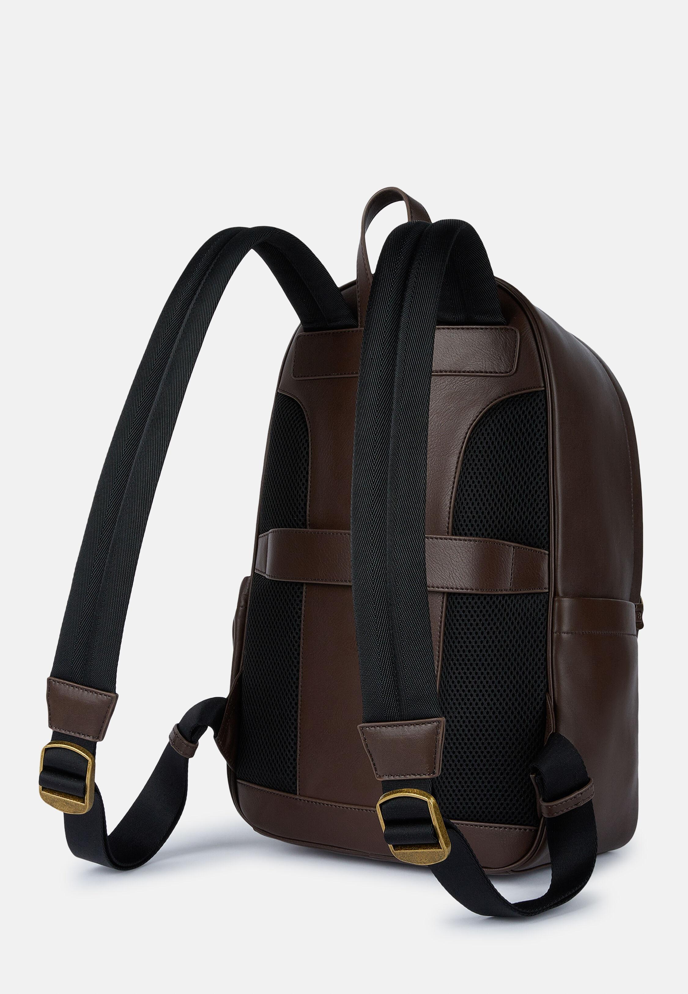 Brown Suede Leather Backpack, 3901_DKBR, large image number 5