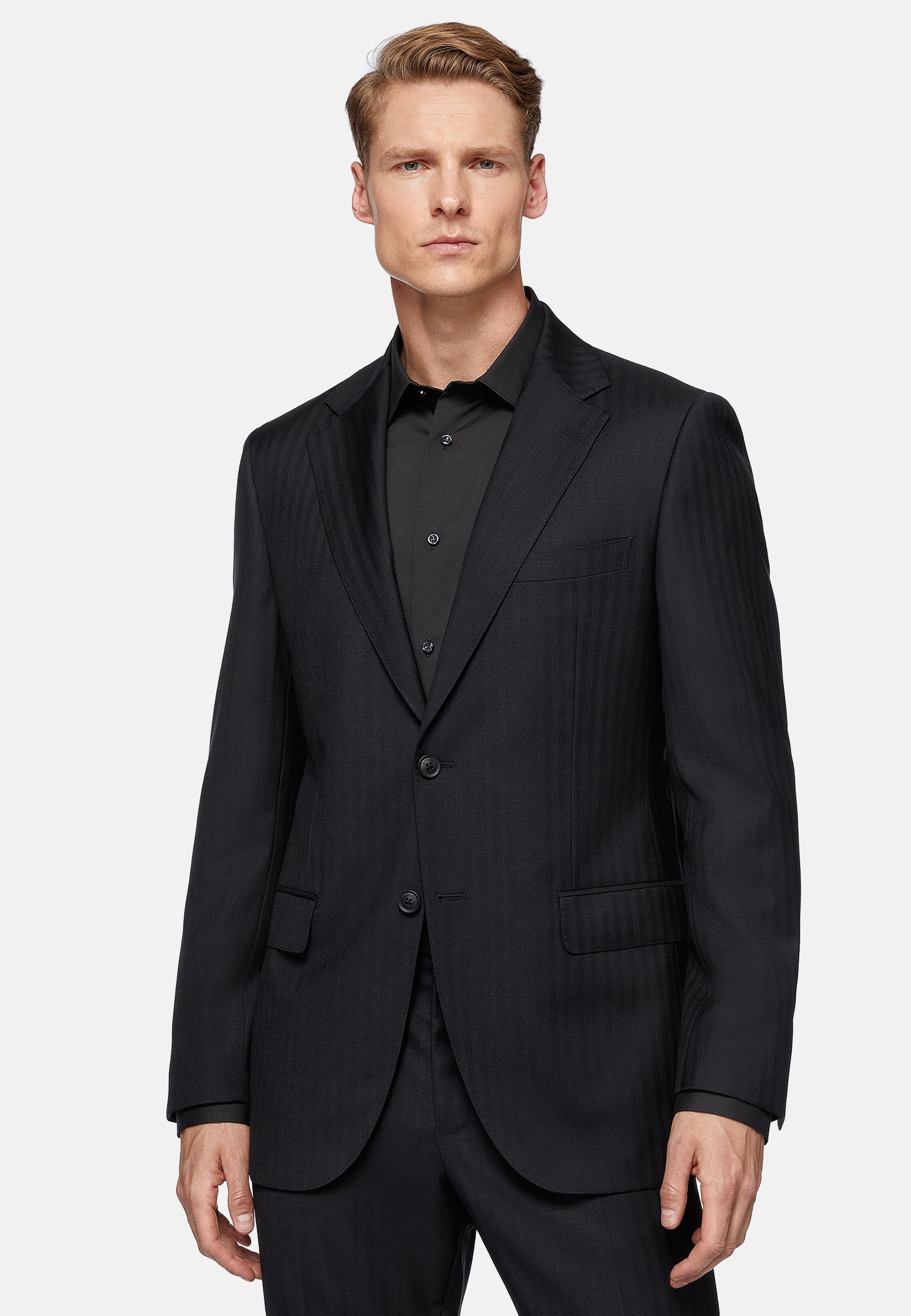 Black Striped Formal Shirt, Black, large image number 1