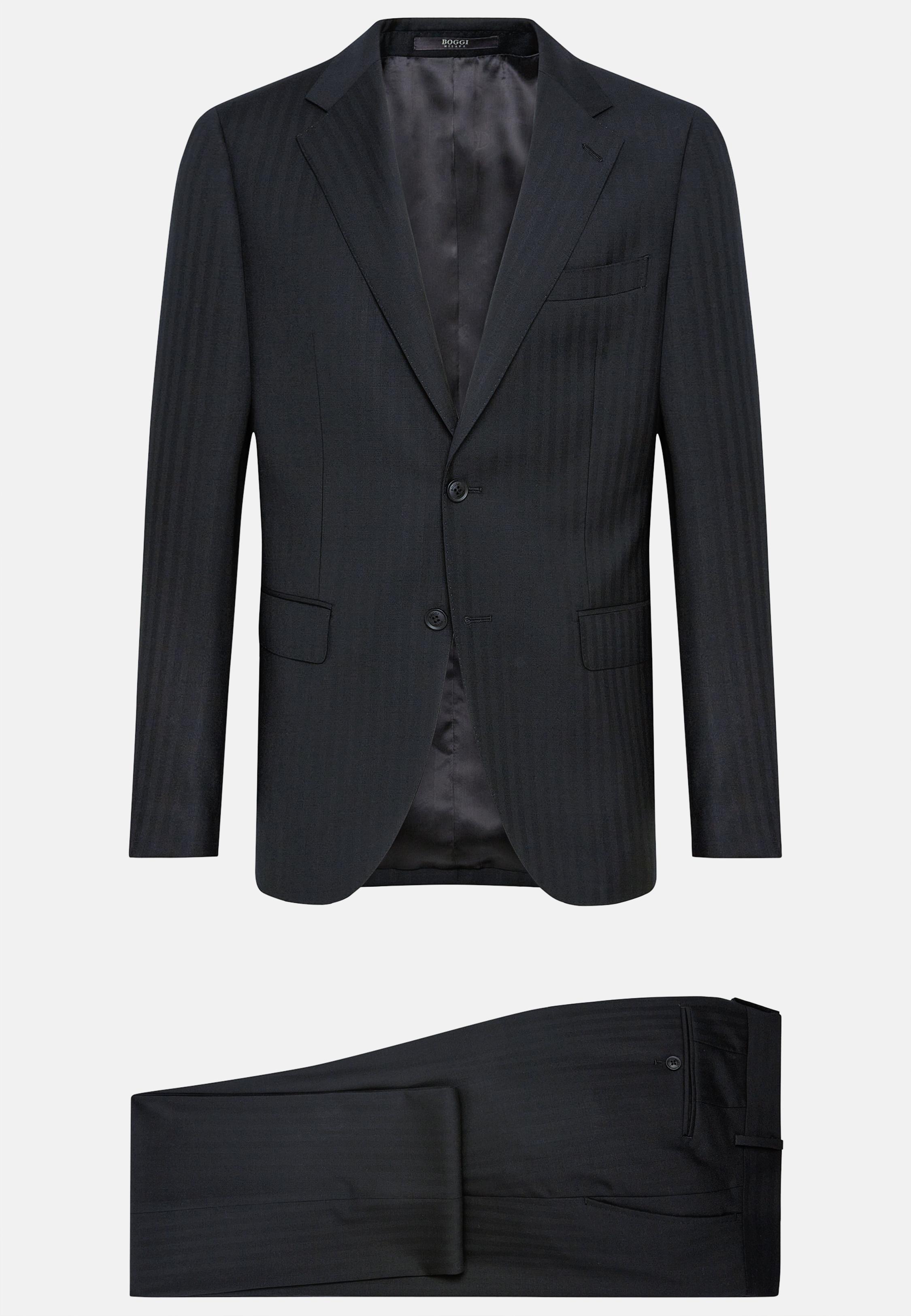 Black Striped Formal Suit, Black, large image number 4