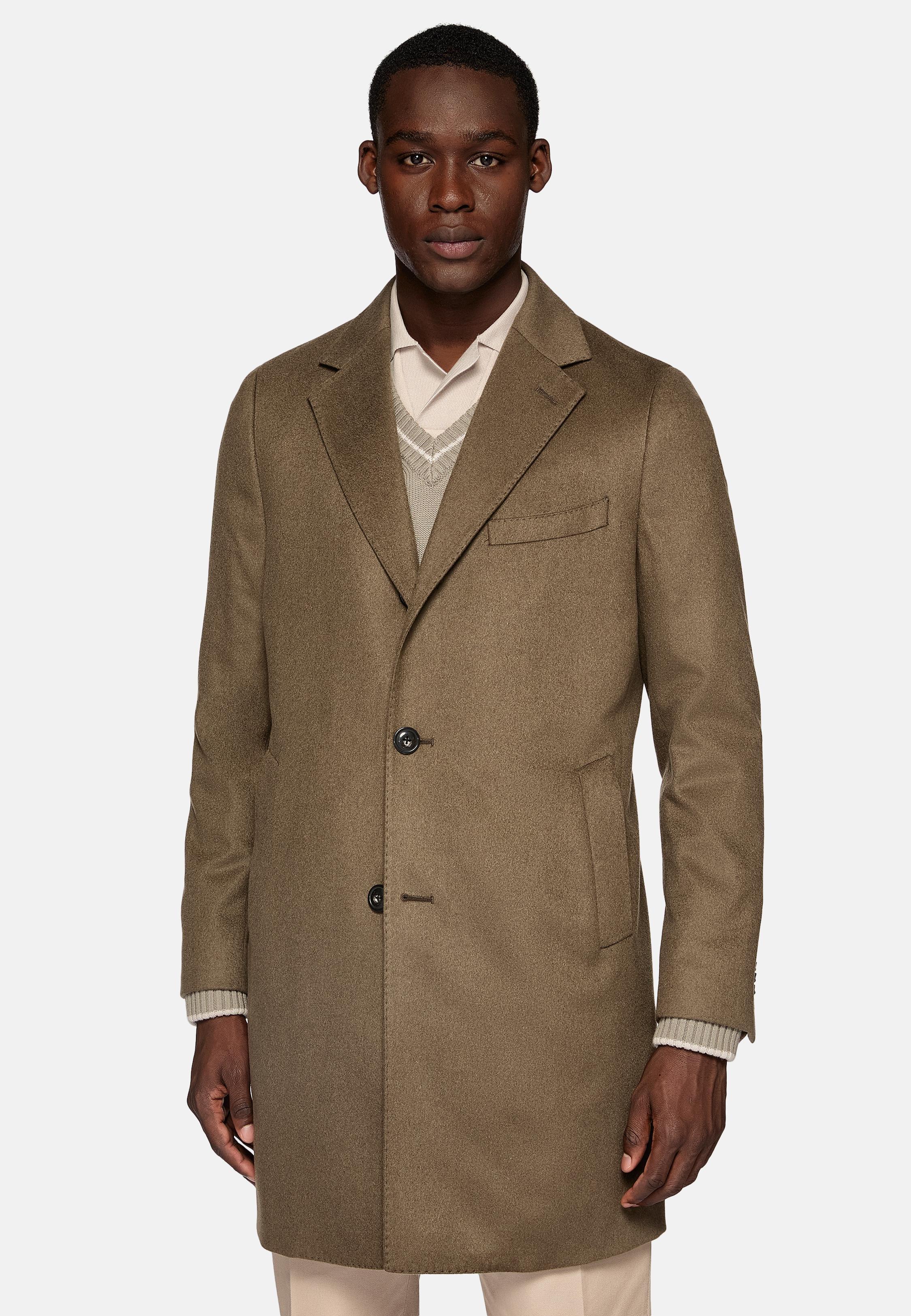 Brown Textured Long Coat, , large image number 1