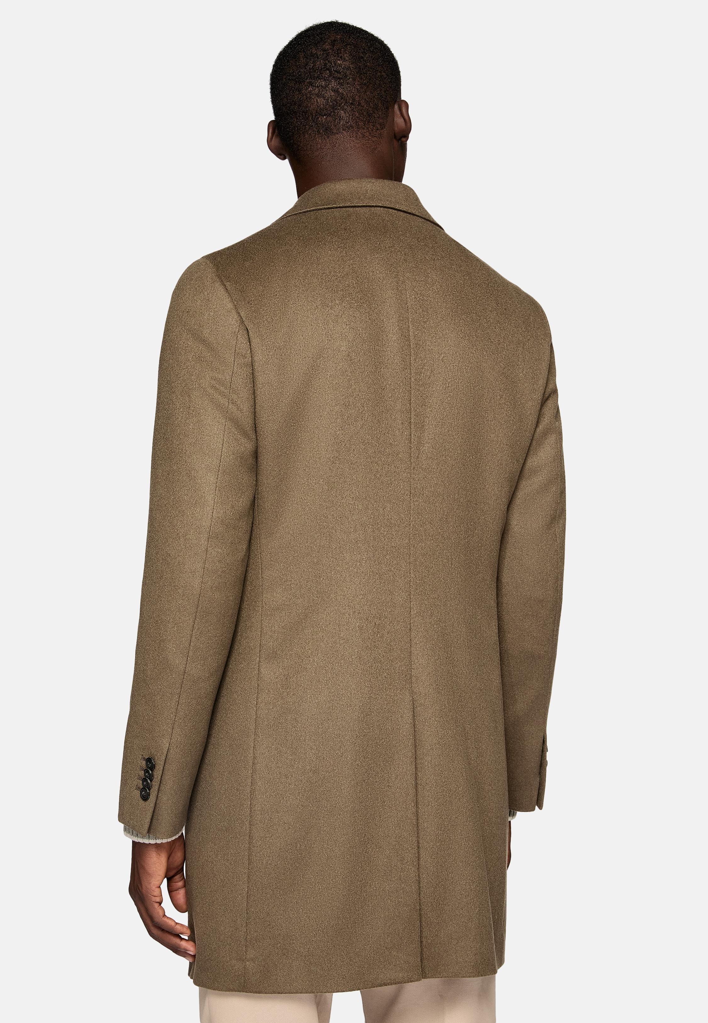 Brown Textured Long Coat, , large image number 3