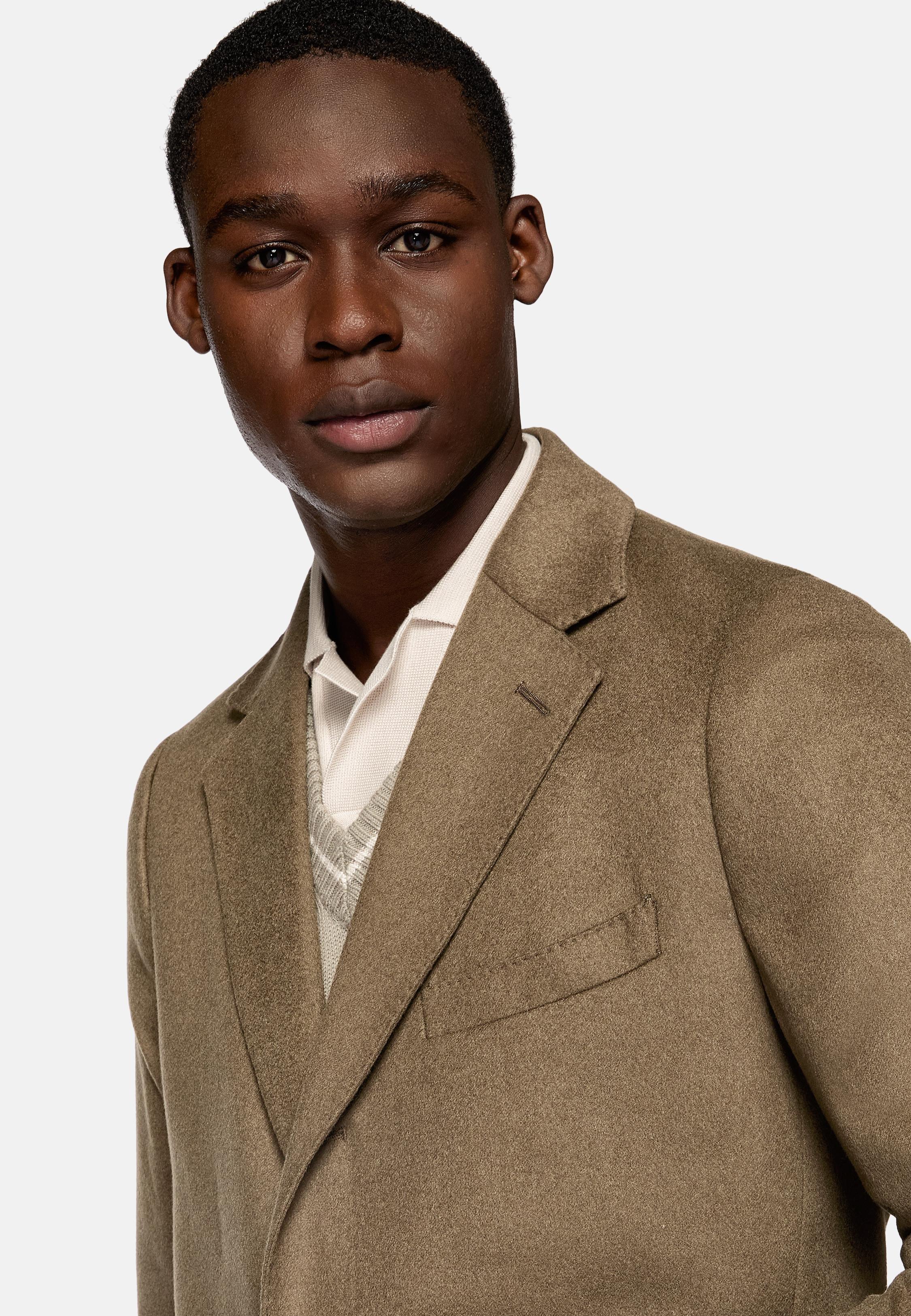 Brown Textured Long Coat, , large image number 5
