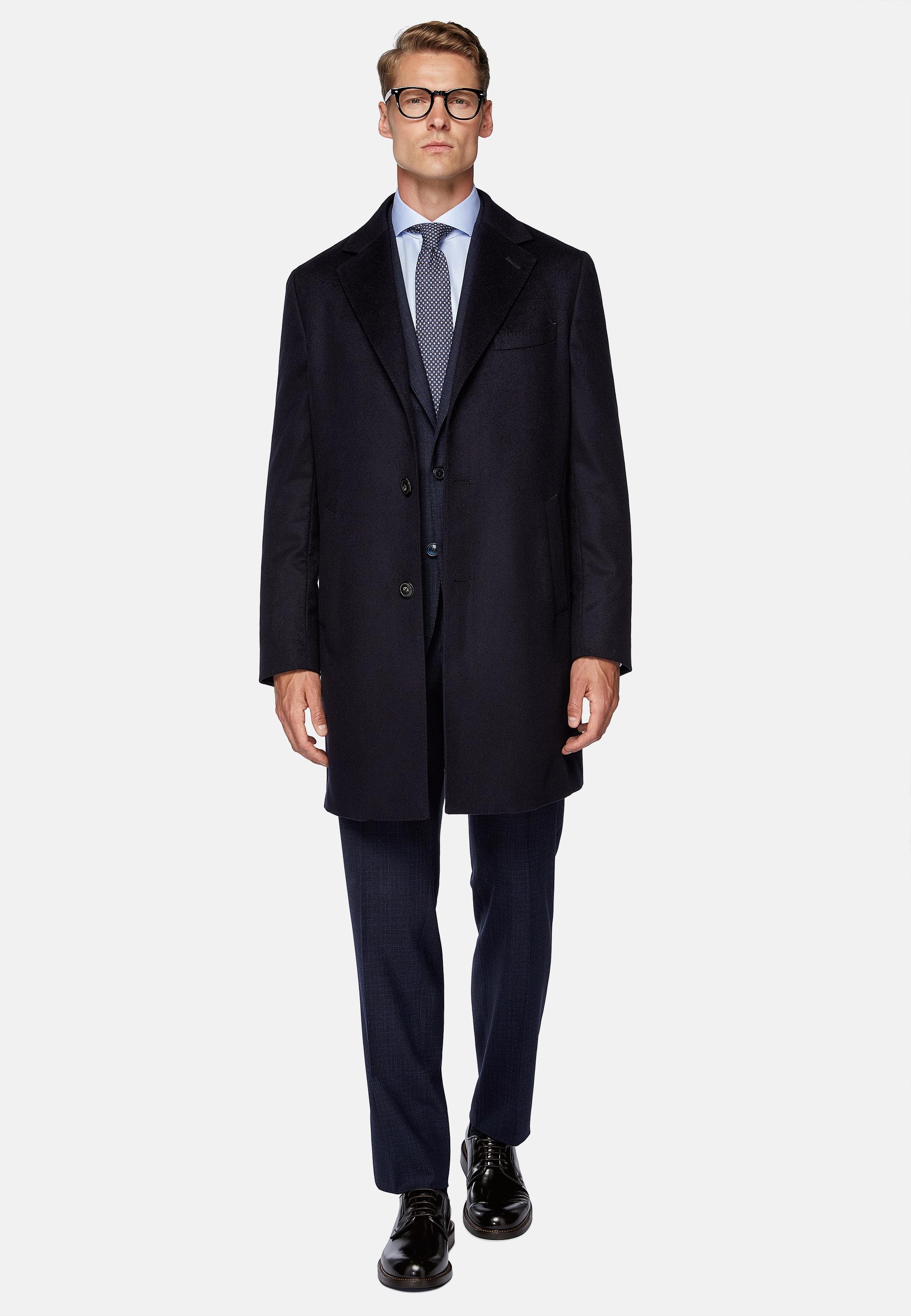 Blue Single-Breasted Coat, Navy blue, large image number 0