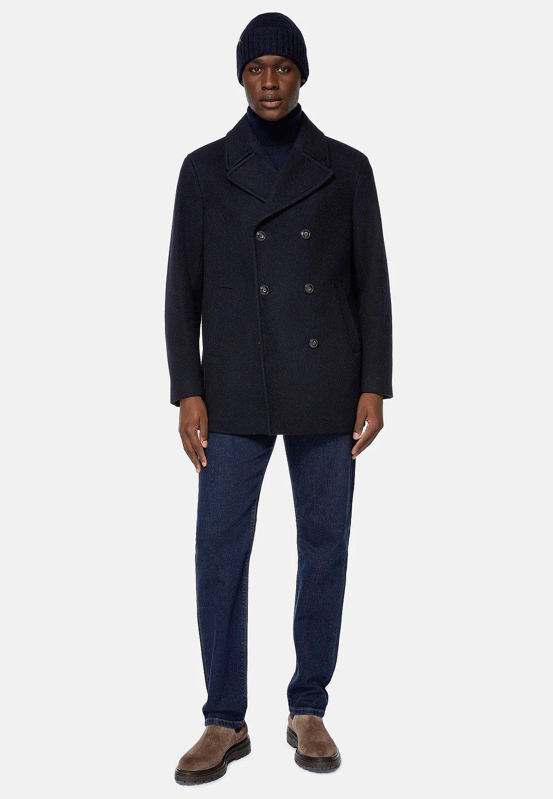 Navy Solid Wool Peacoat, , large image number 1