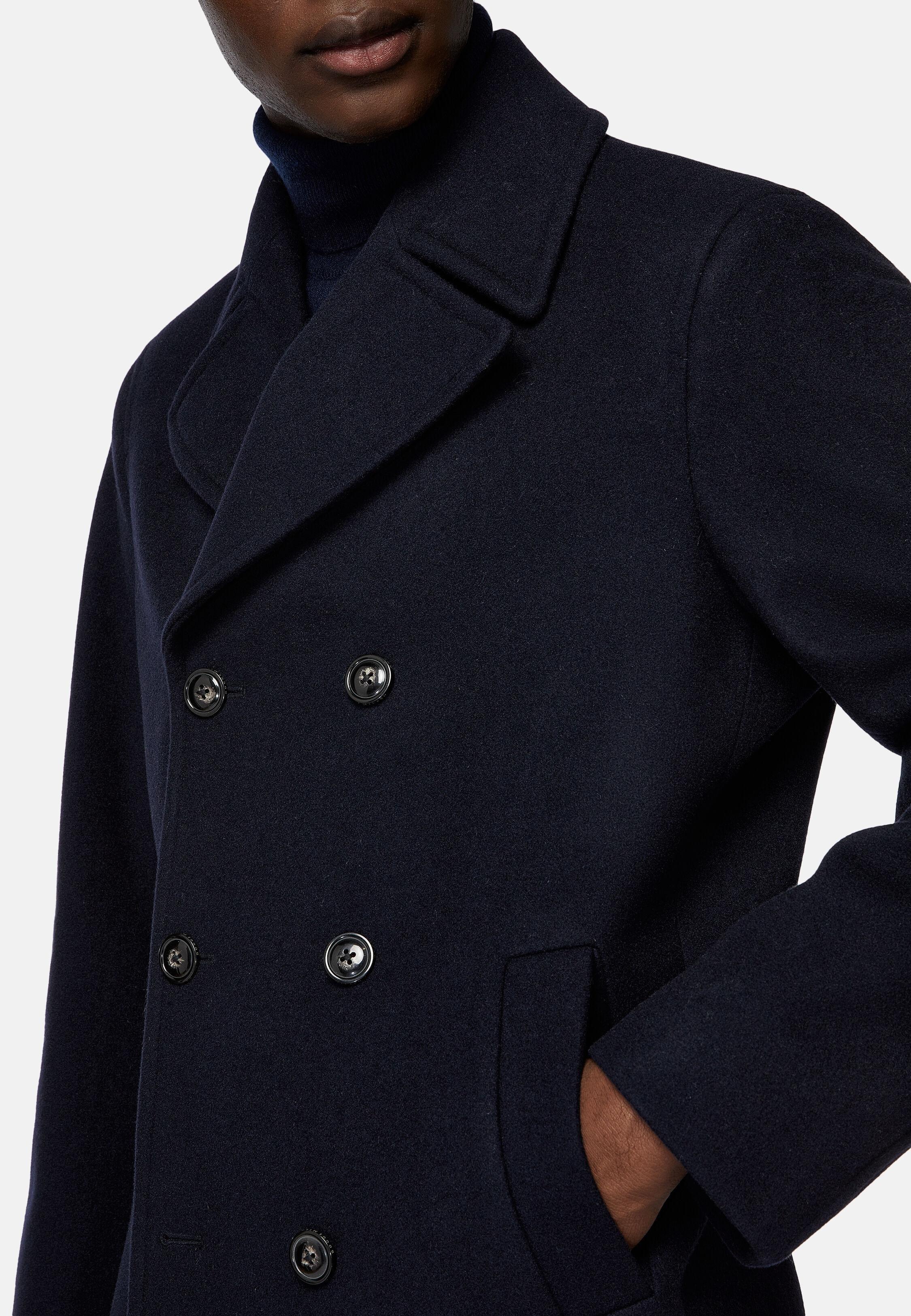 Navy Solid Wool Peacoat, Navy blue, large image number 5