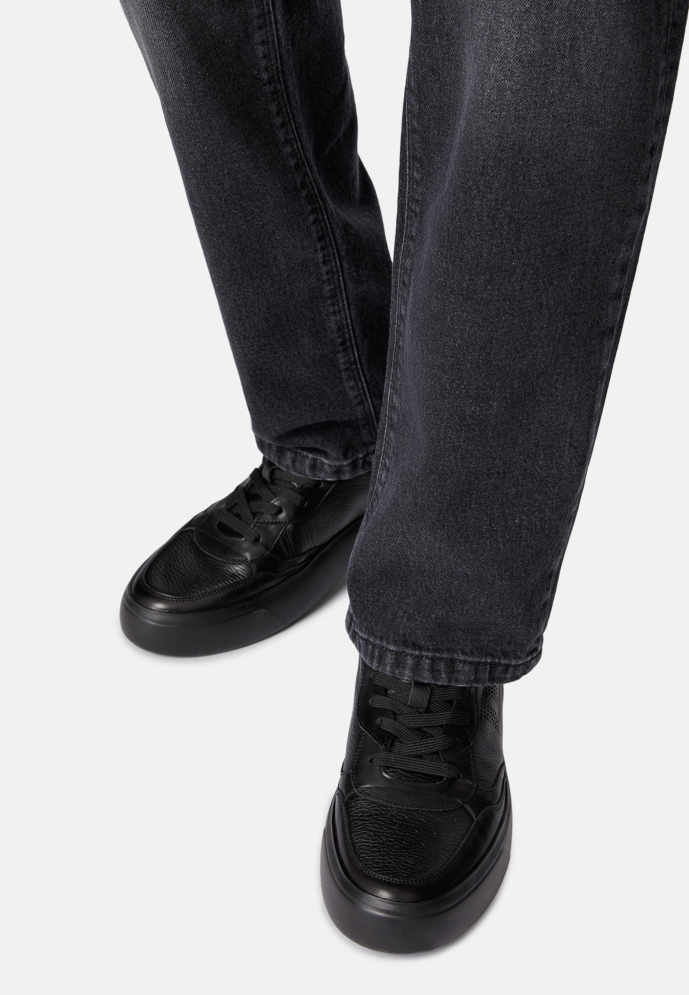 Black Solid Low Tops Trainers, , large image number 1