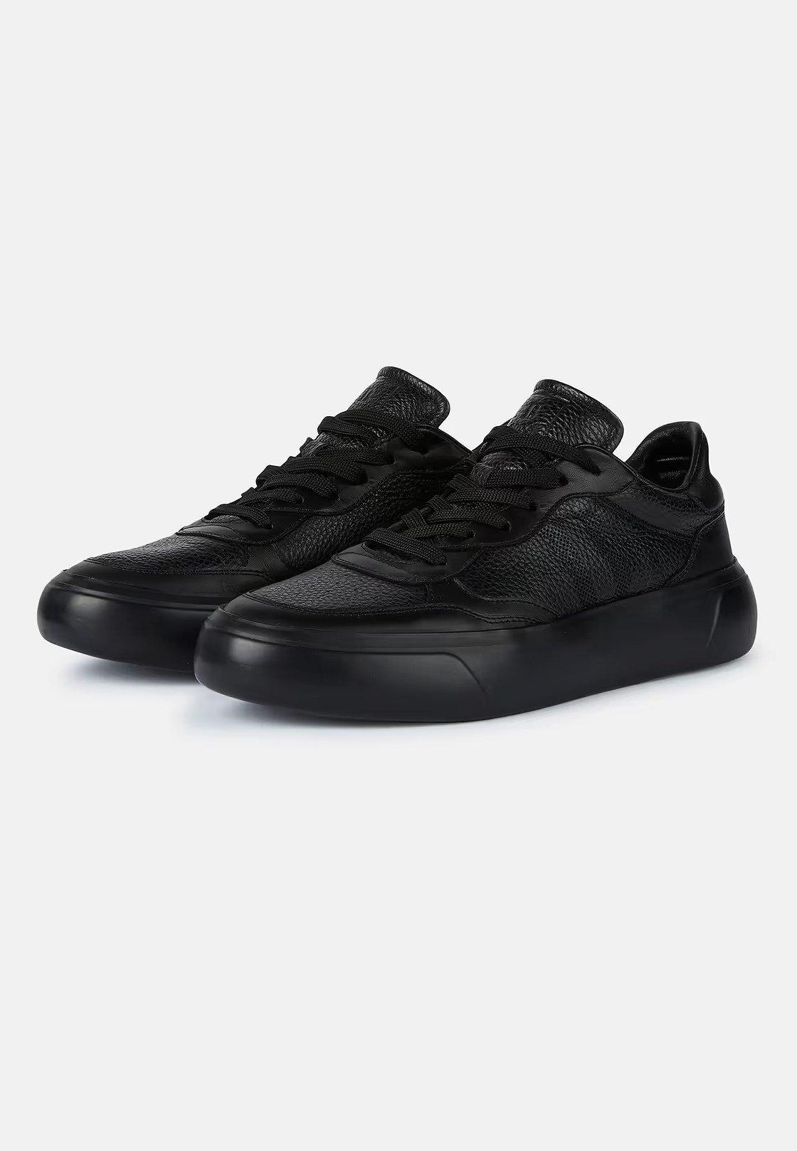 Black Solid Low Tops Trainers, , large image number 4