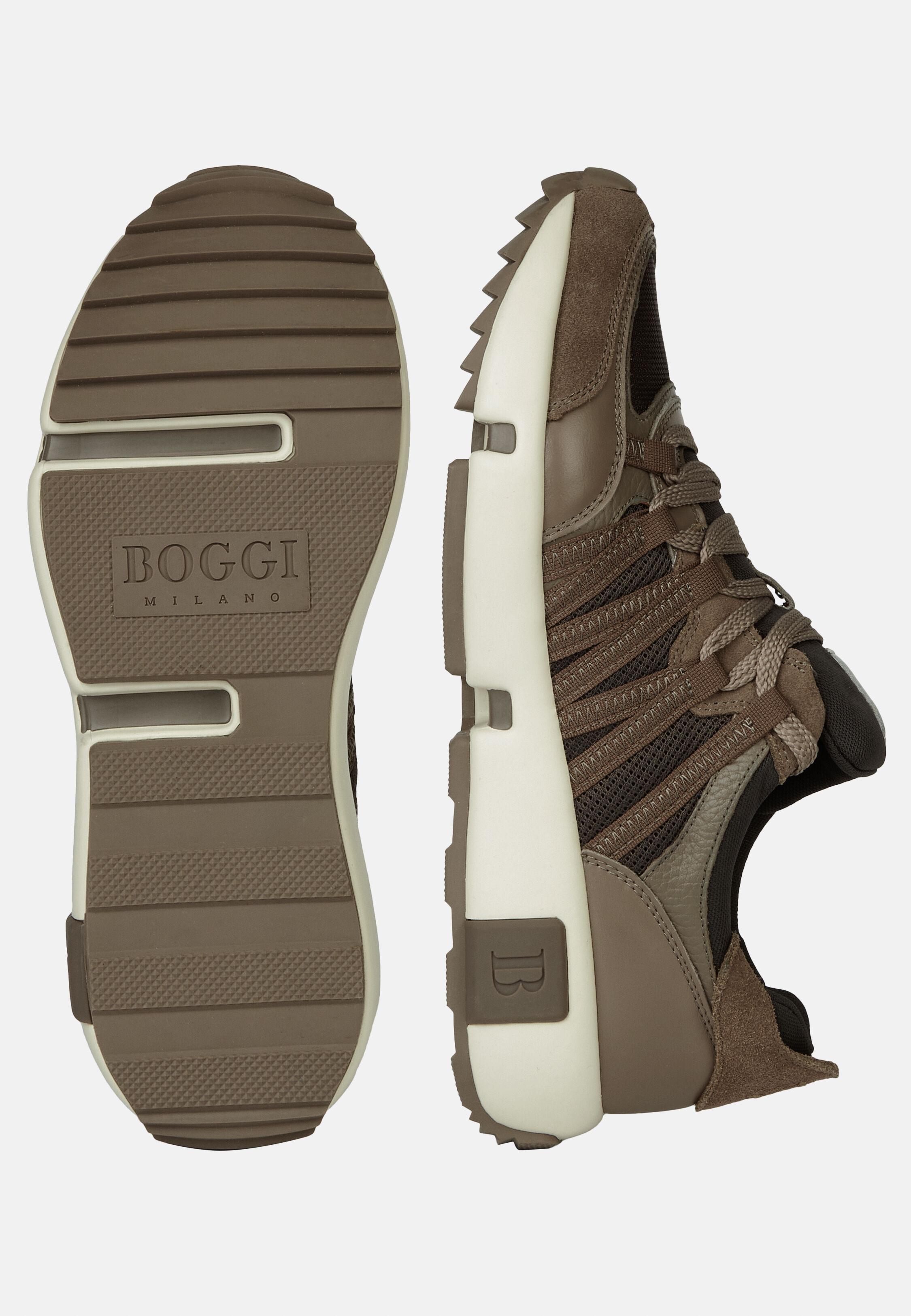 Technical Fabric And Leather Trainers Brown, Taupe, medium