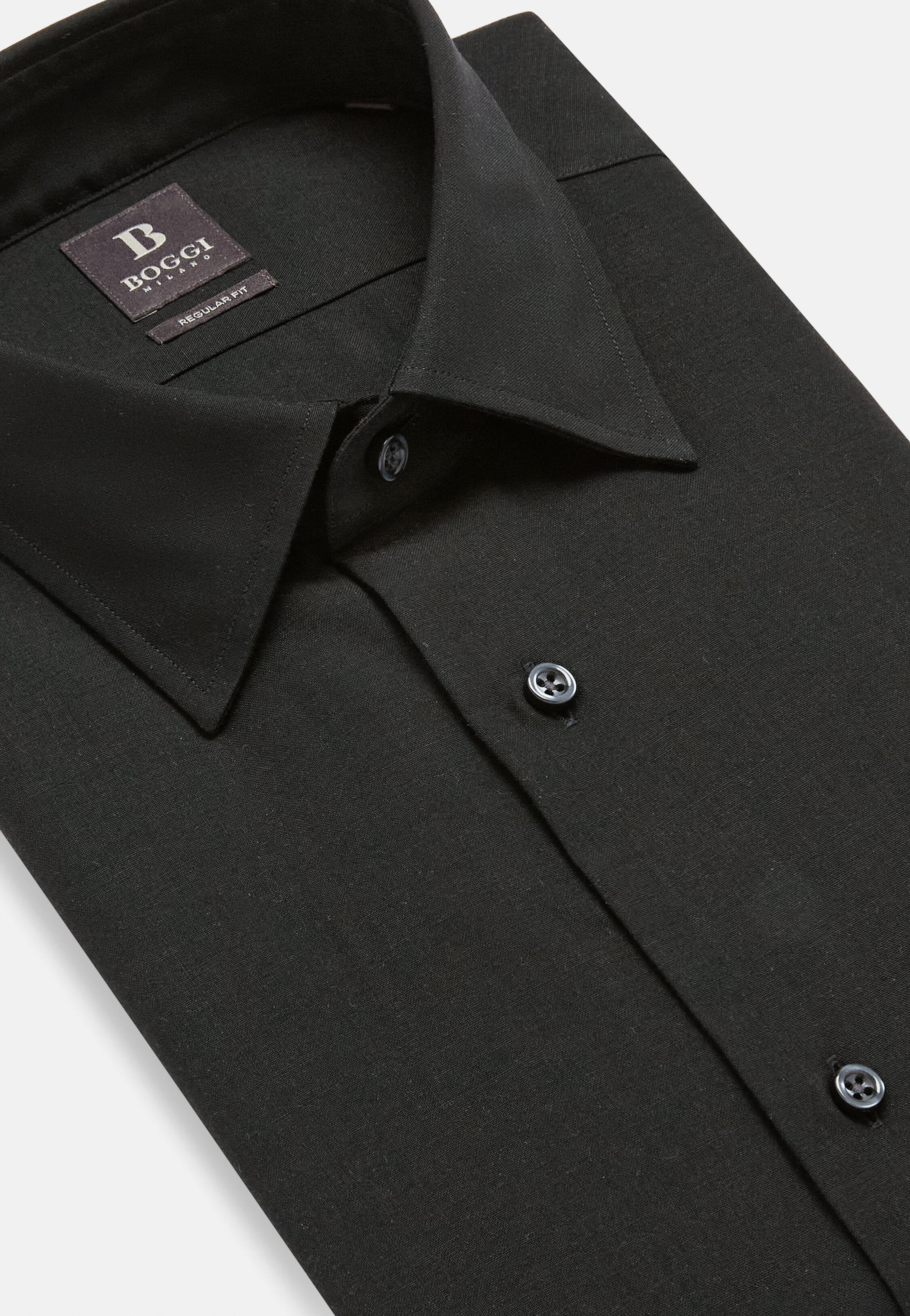 Black Long Sleeve Wool Shirt, Black, large image number 3