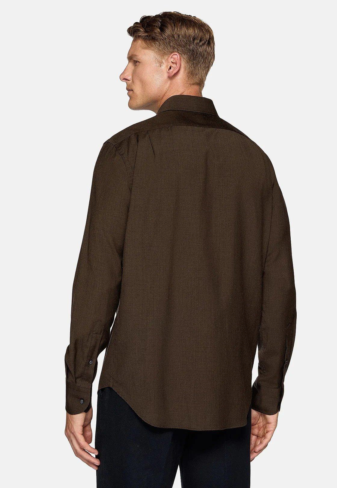 Solid Casual Formal Shirt, Dark Brown, Dark brown, large image number 4