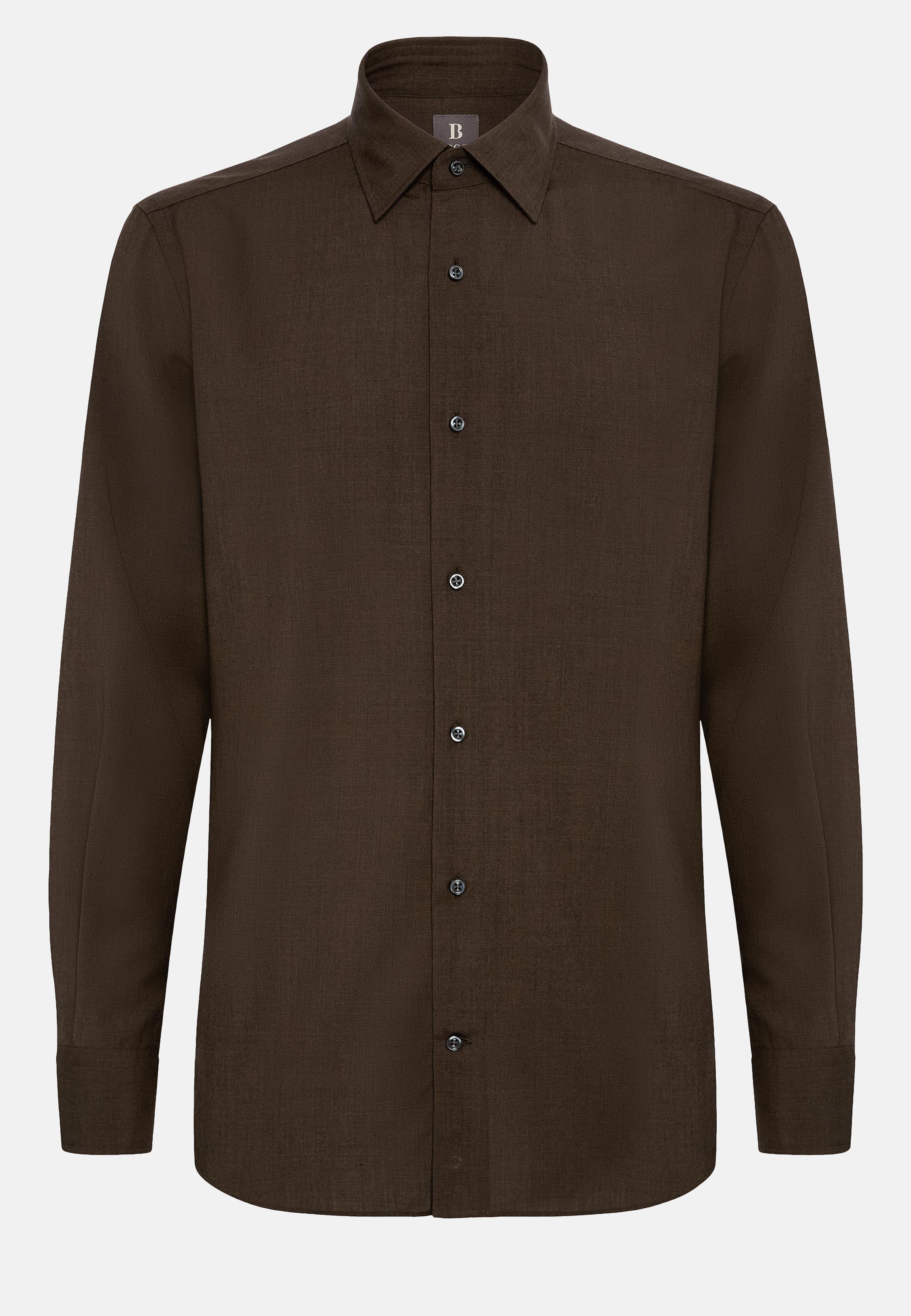 Solid Casual Formal Shirt, Dark Brown, Dark brown, large image number 12