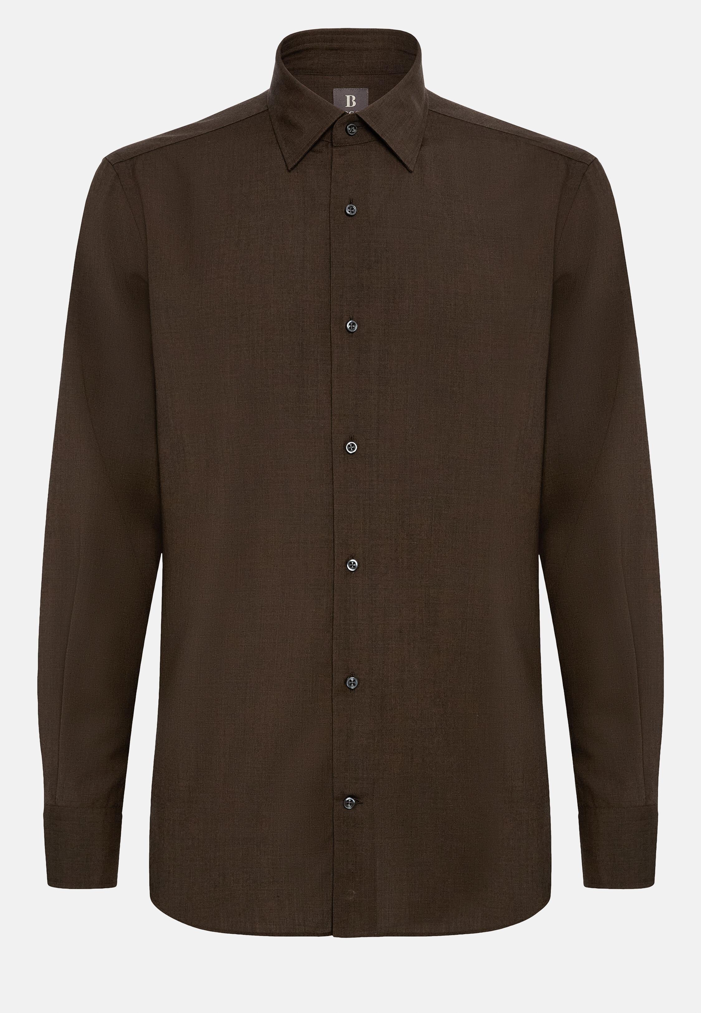 Solid Casual Formal Shirt, Dark Brown, Dark brown, large image number 13