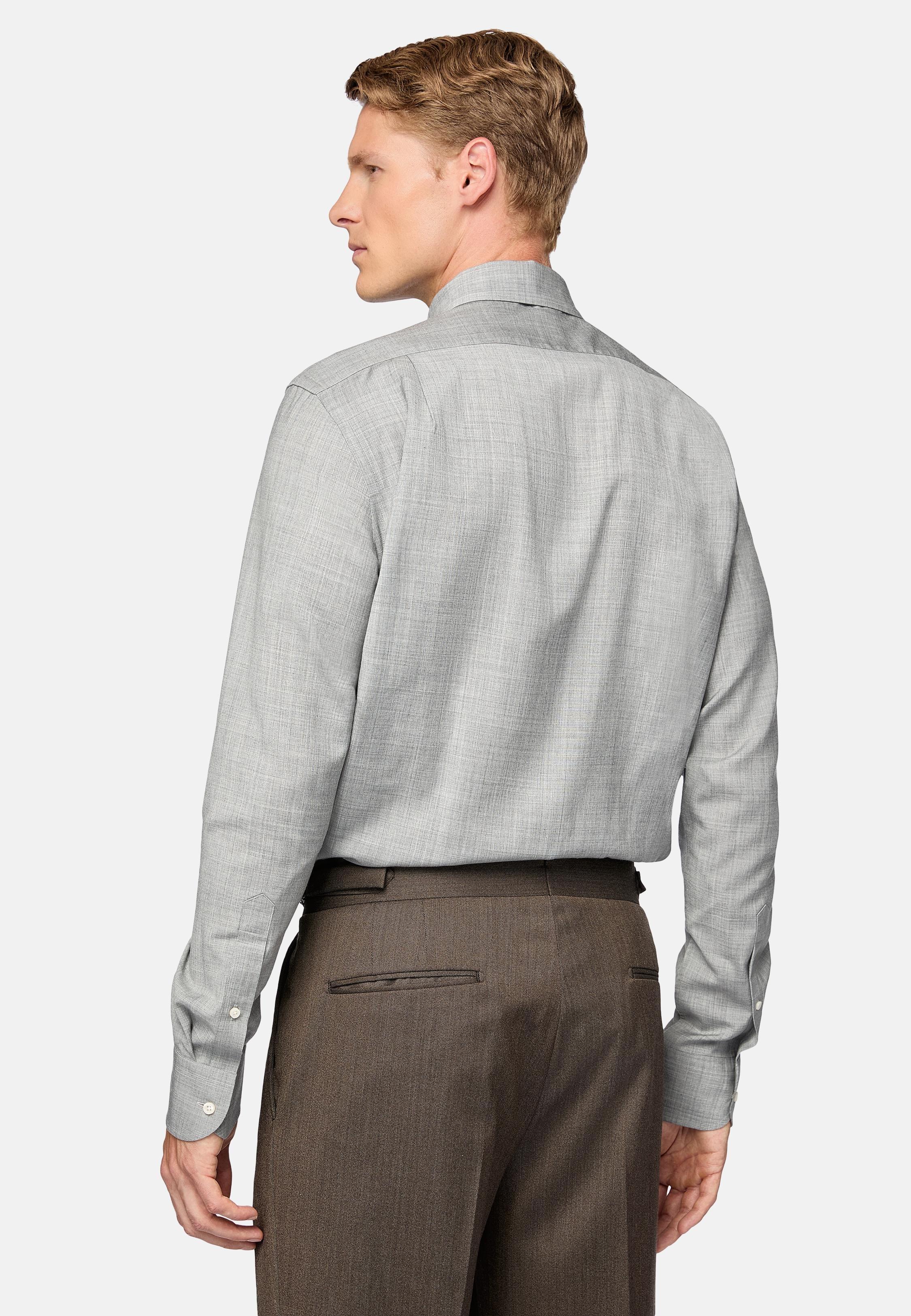 Grey Long Sleeve Wool Shirt, , large image number 2