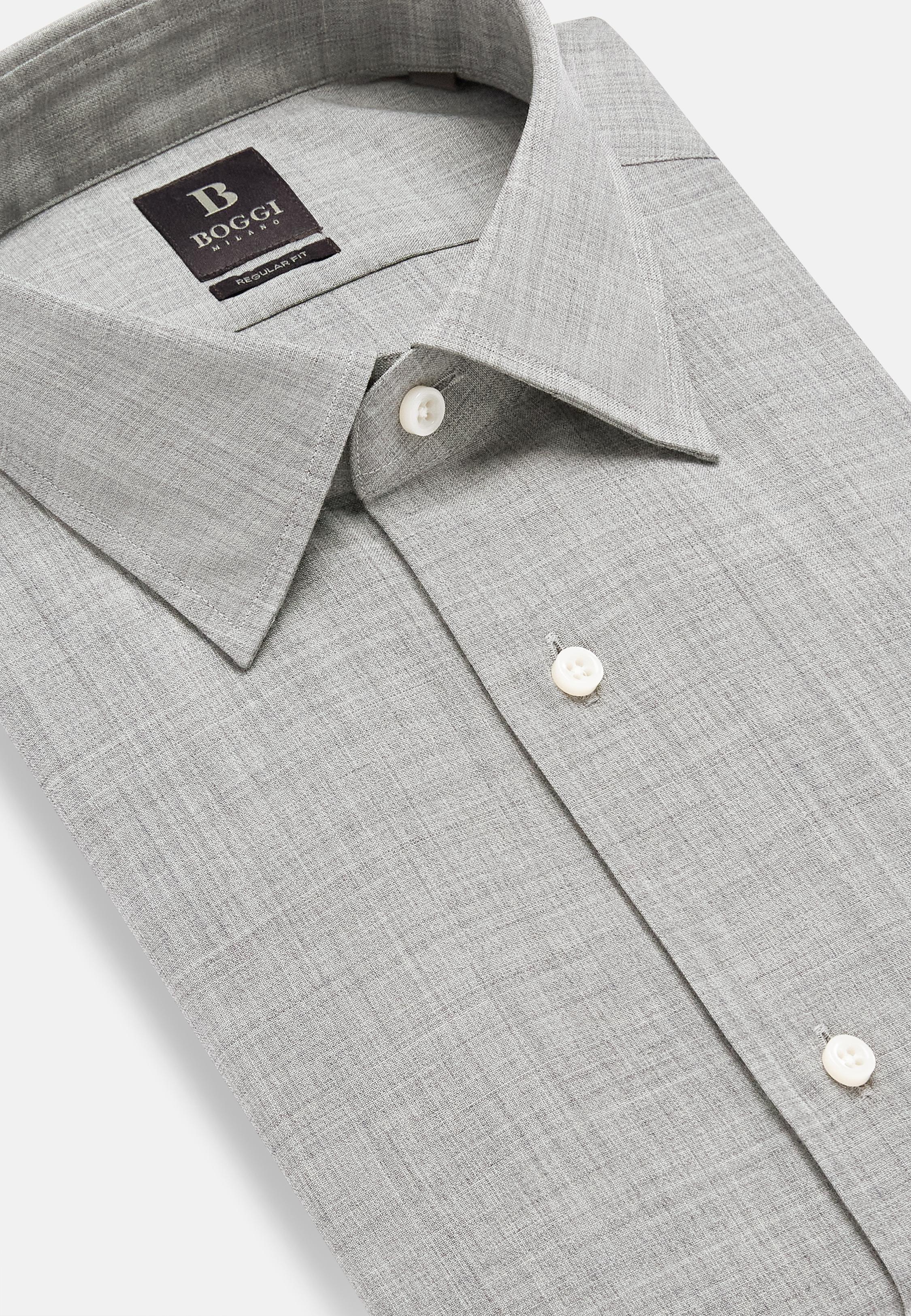 Grey Long Sleeve Wool Shirt, , large image number 3
