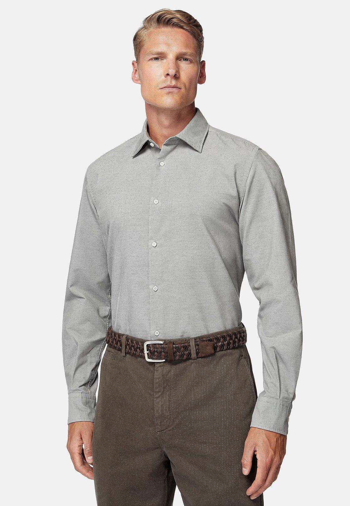 Grey Plain Tailored Velvet Shirt, Grey, medium