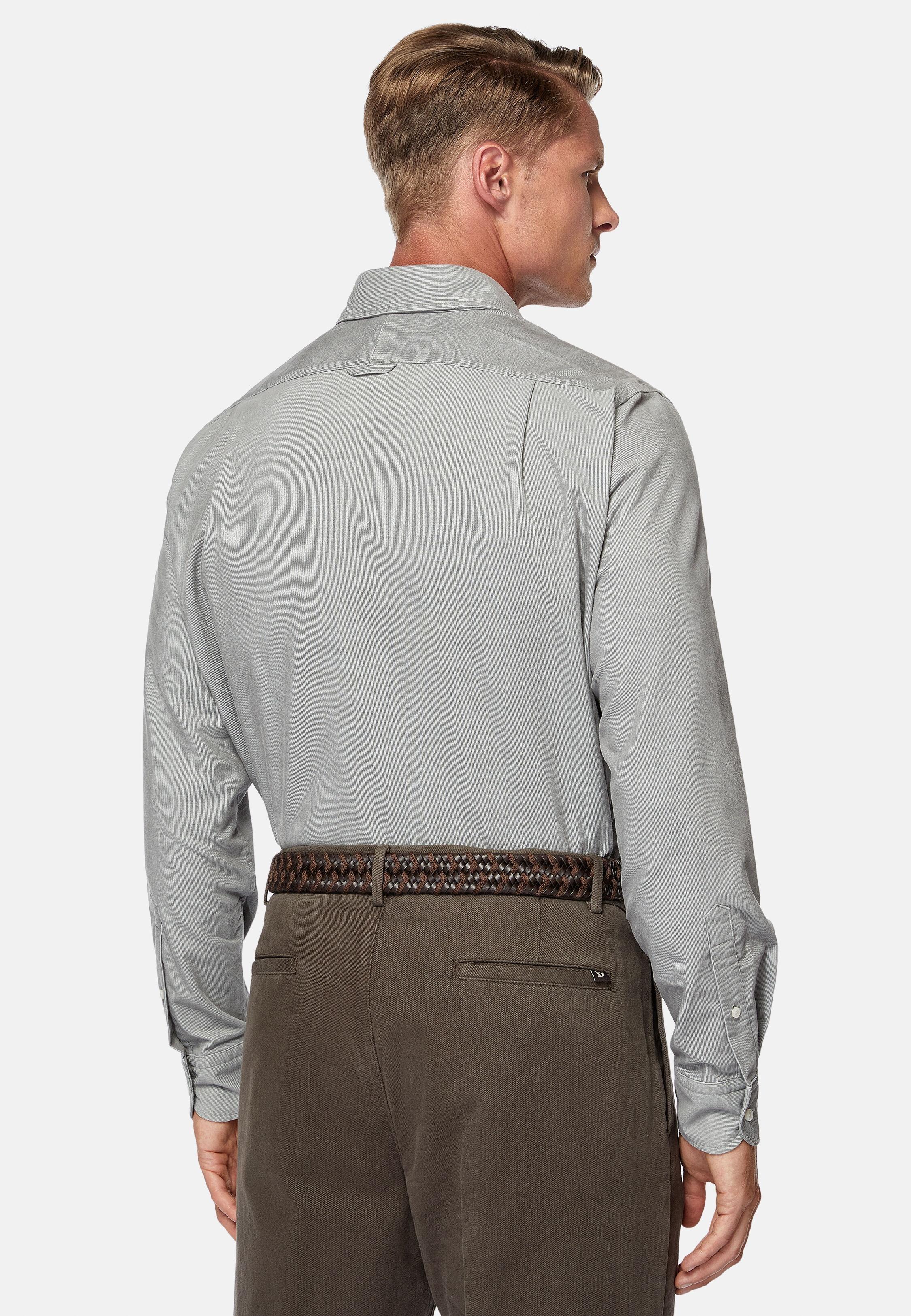 Grey Plain Tailored Velvet Shirt, Grey, large image number 3