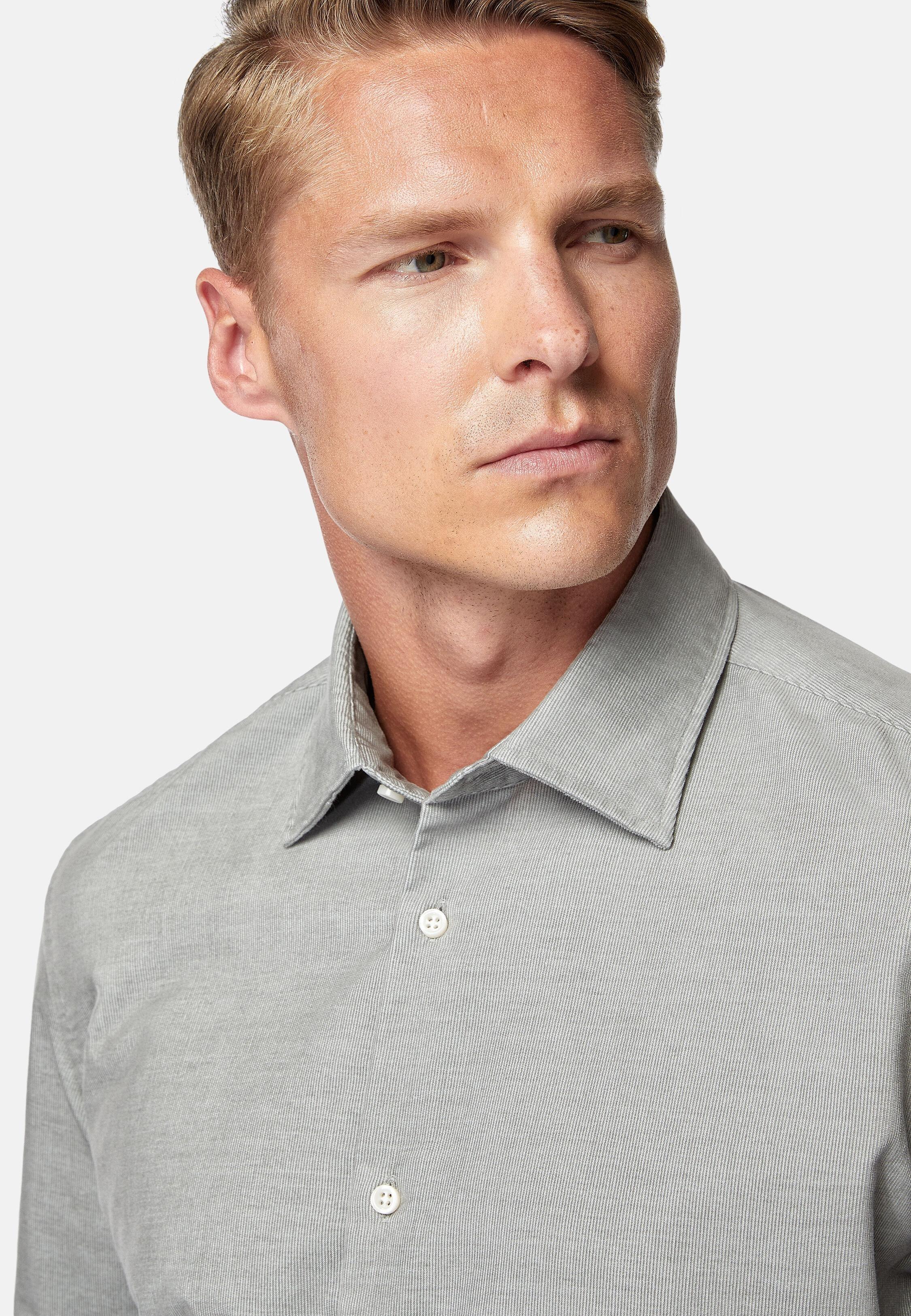 Grey Plain Tailored Velvet Shirt, Grey, large image number 5