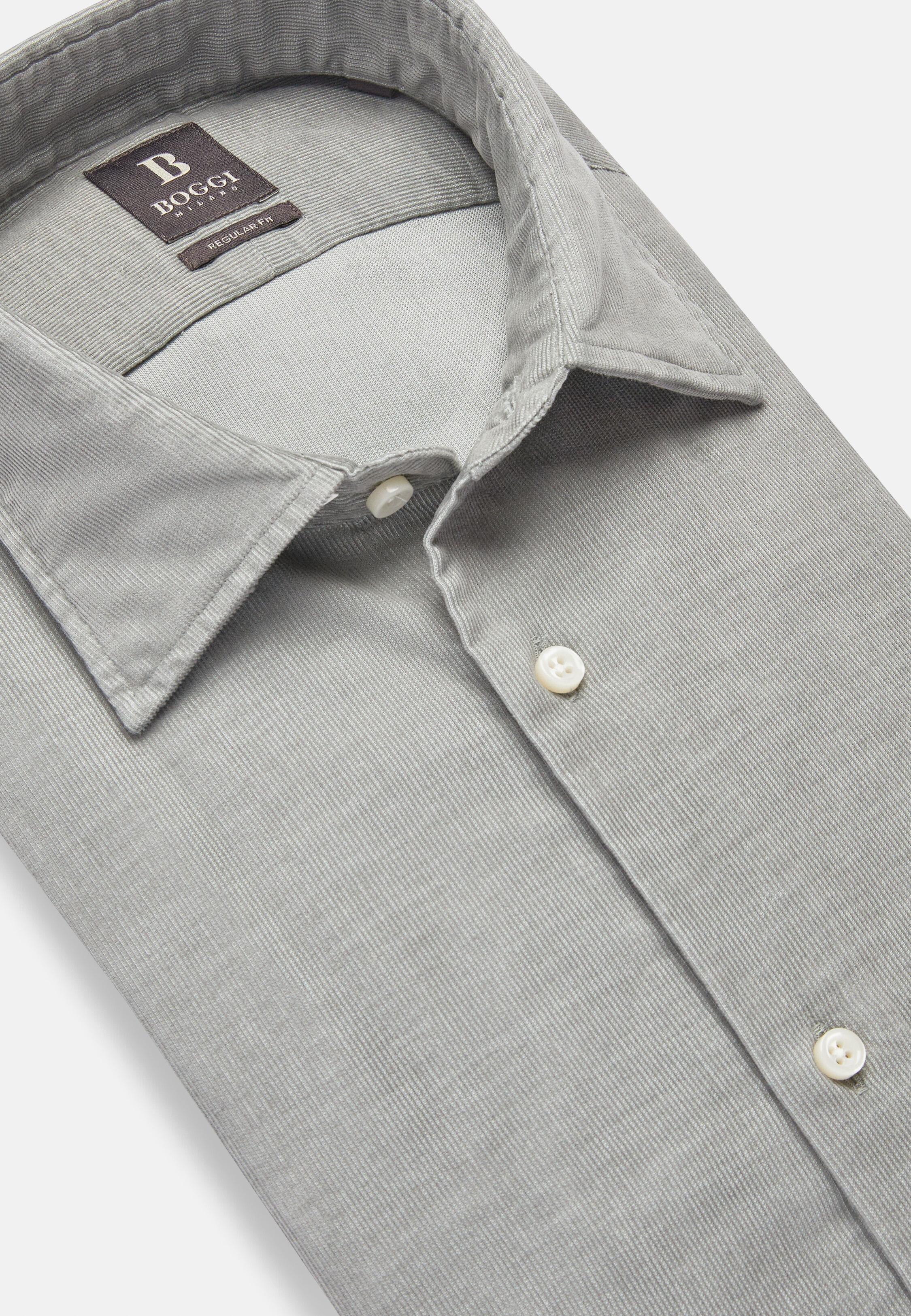 Grey Plain Tailored Velvet Shirt, Grey, large image number 6