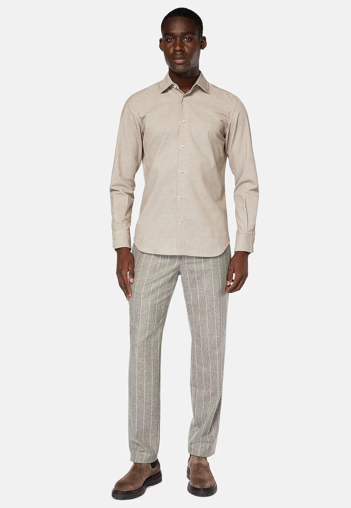 Beige Textured Velvet Shirt, , large image number 0