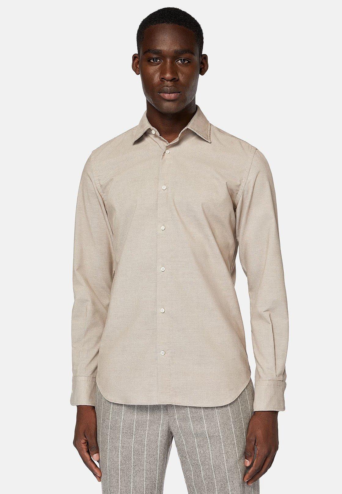 Beige Textured Velvet Shirt, , large image number 1