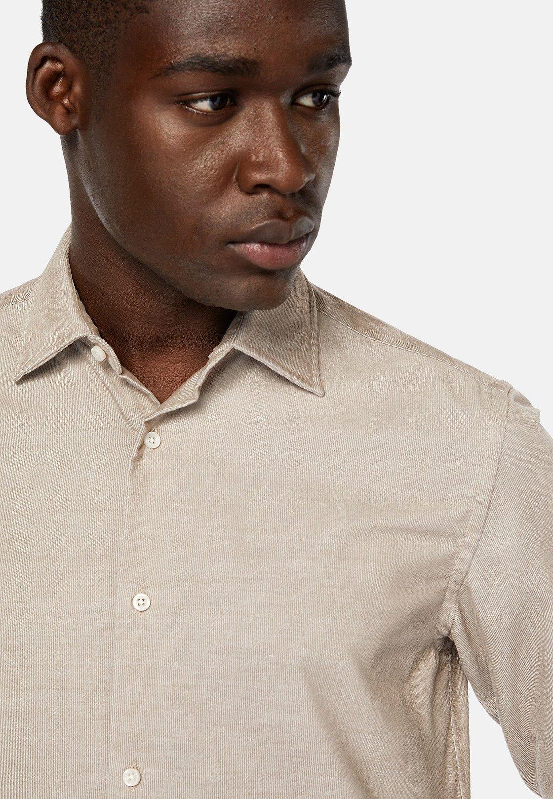 Beige Textured Velvet Shirt, , large image number 2